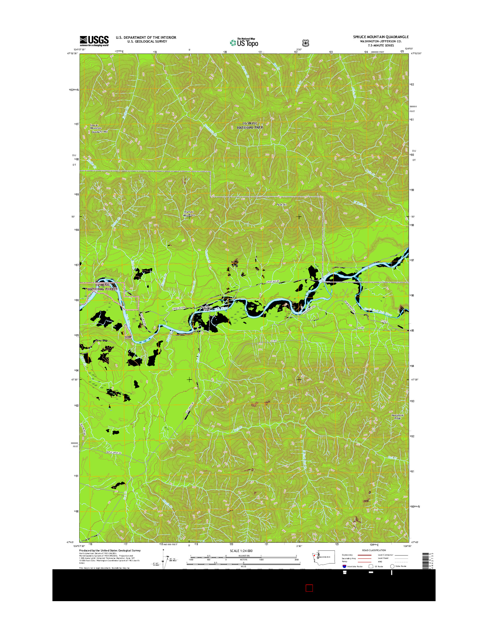 USGS US TOPO 7.5-MINUTE MAP FOR SPRUCE MOUNTAIN, WA 2017