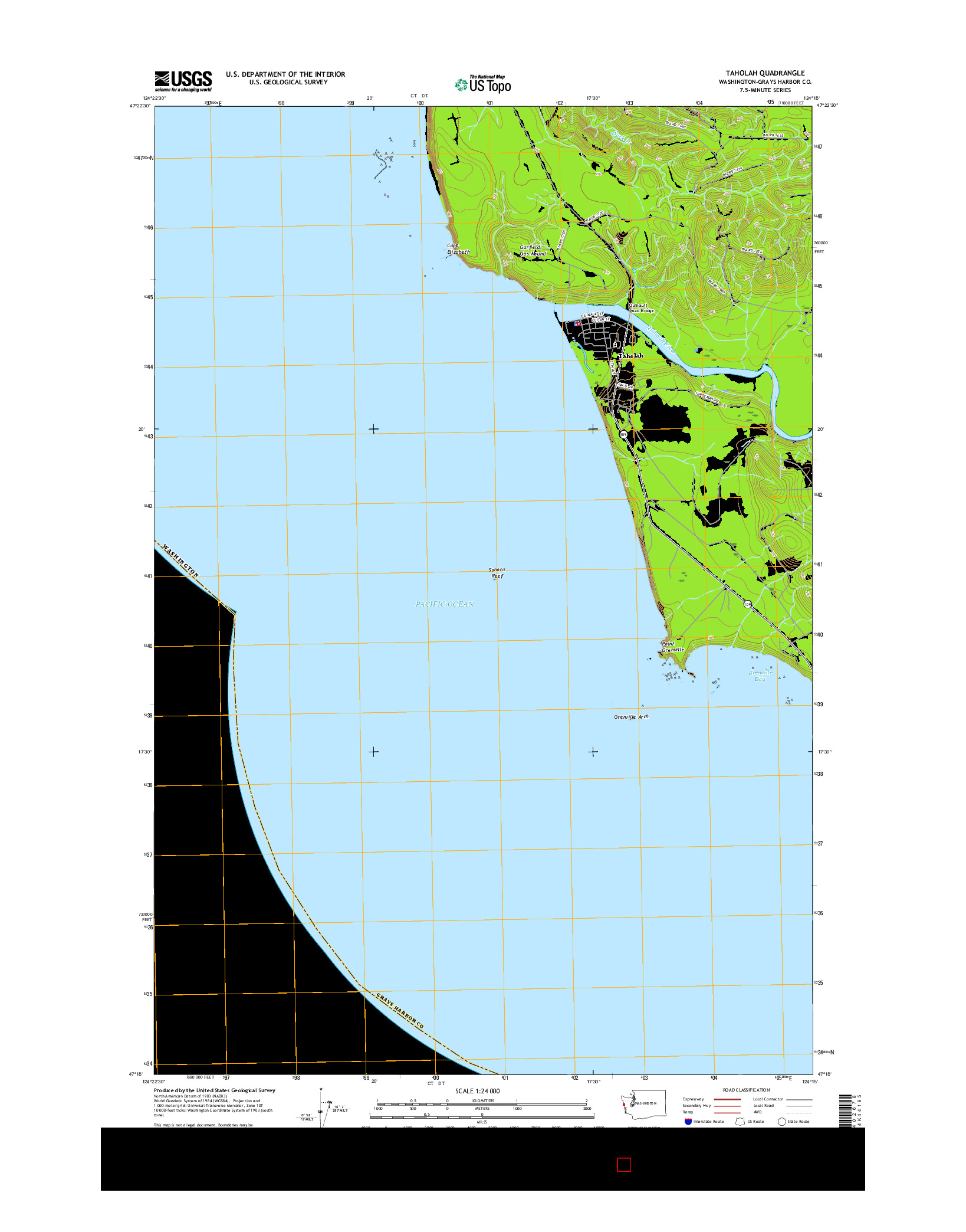 USGS US TOPO 7.5-MINUTE MAP FOR TAHOLAH, WA 2017