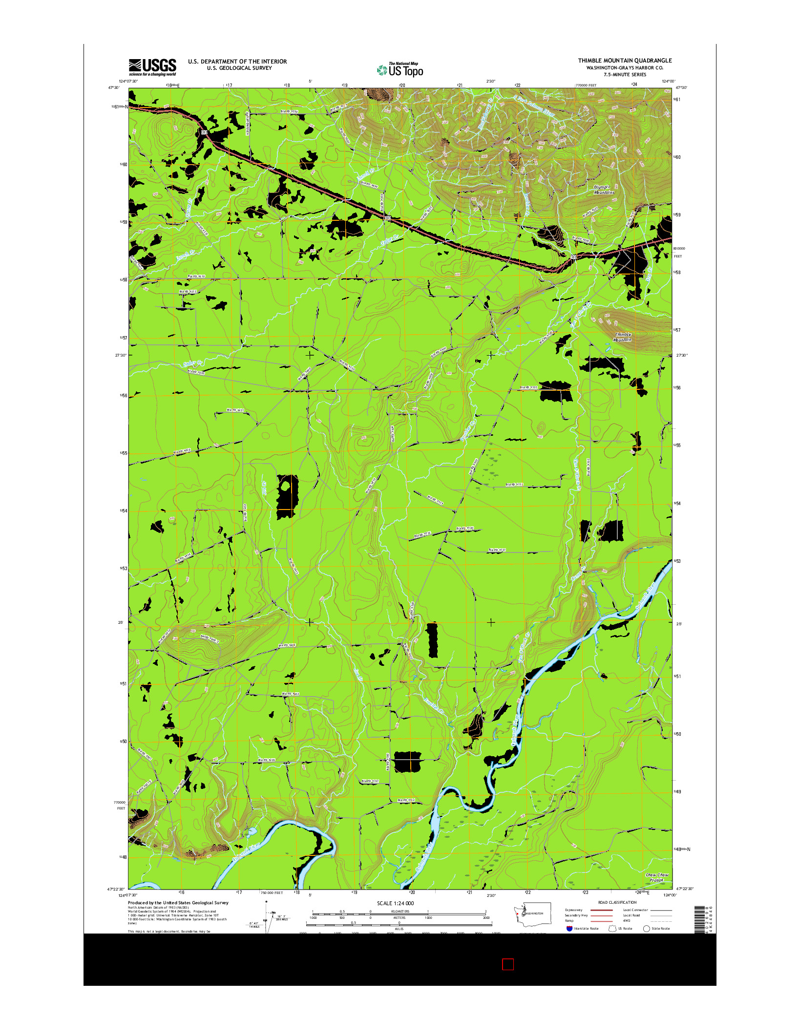 USGS US TOPO 7.5-MINUTE MAP FOR THIMBLE MOUNTAIN, WA 2017