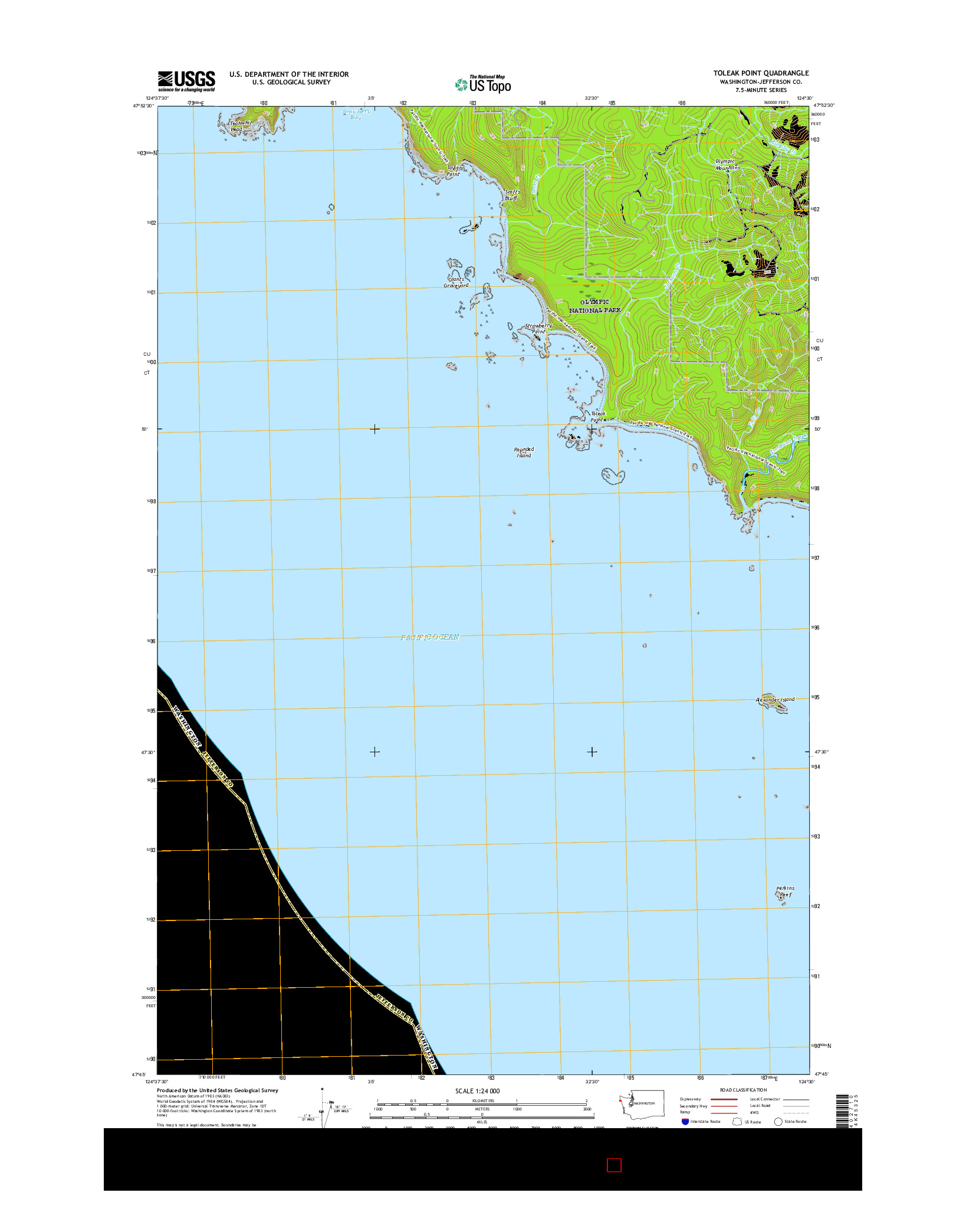 USGS US TOPO 7.5-MINUTE MAP FOR TOLEAK POINT, WA 2017