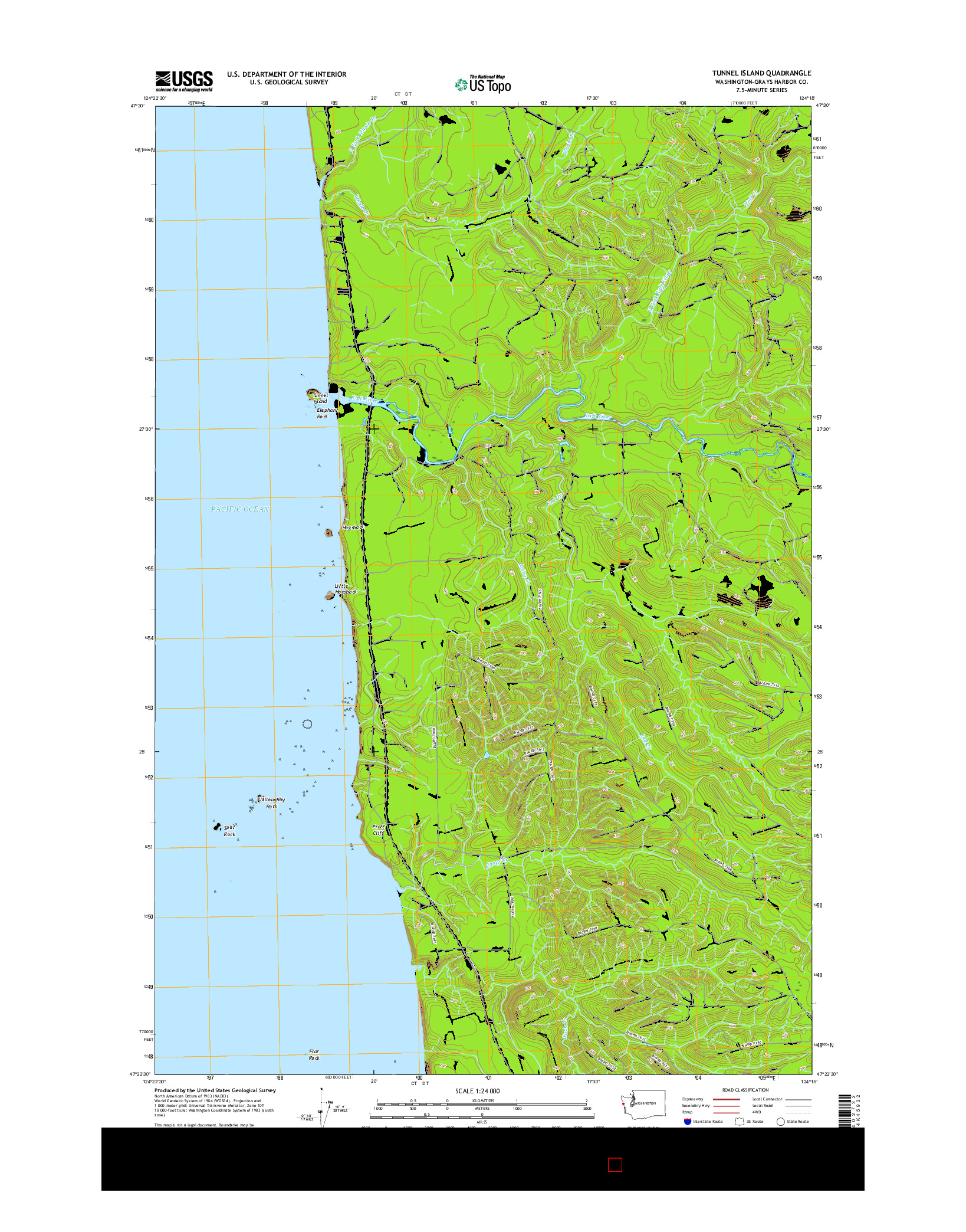 USGS US TOPO 7.5-MINUTE MAP FOR TUNNEL ISLAND, WA 2017