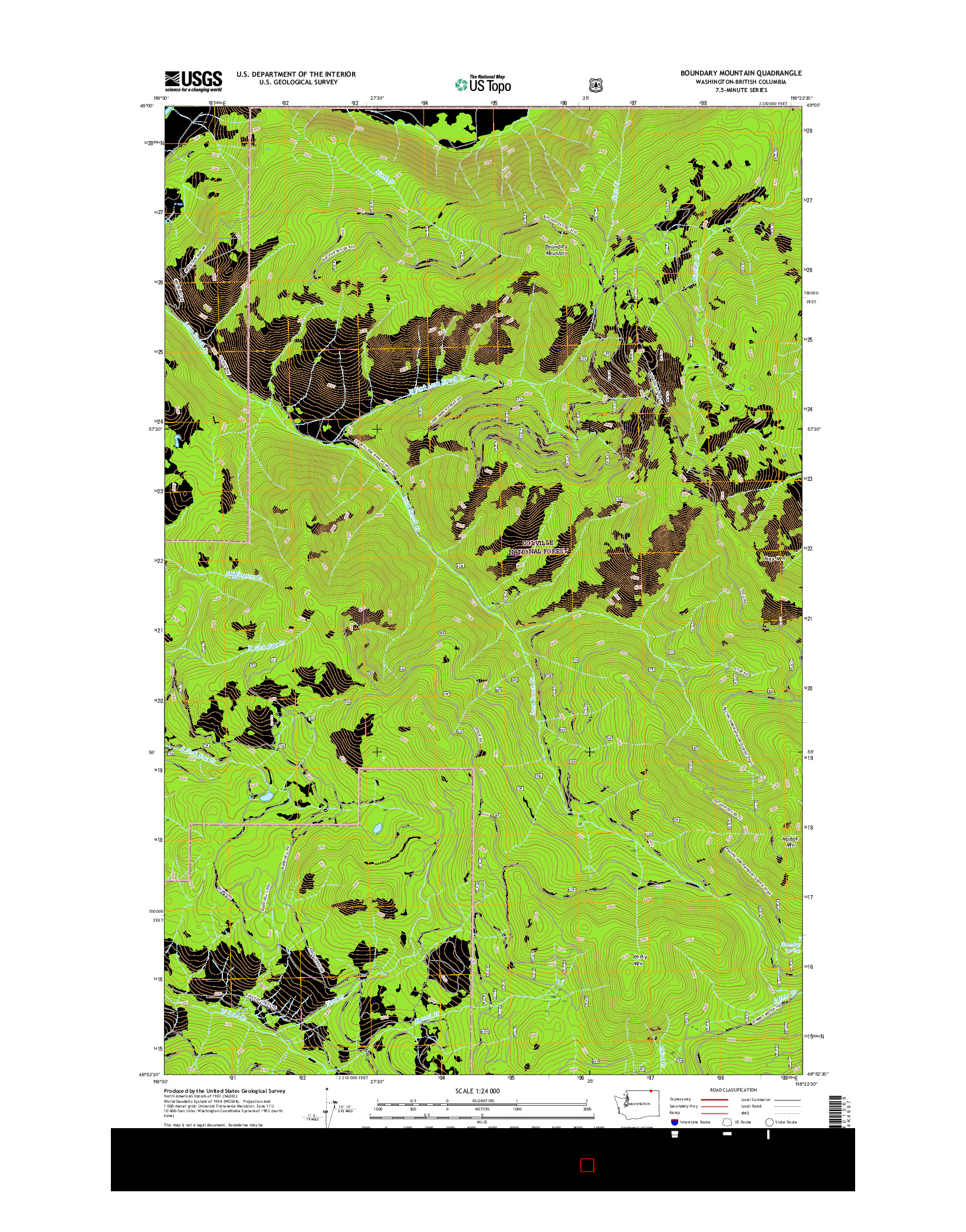 USGS US TOPO 7.5-MINUTE MAP FOR BOUNDARY MOUNTAIN, WA-BC 2017