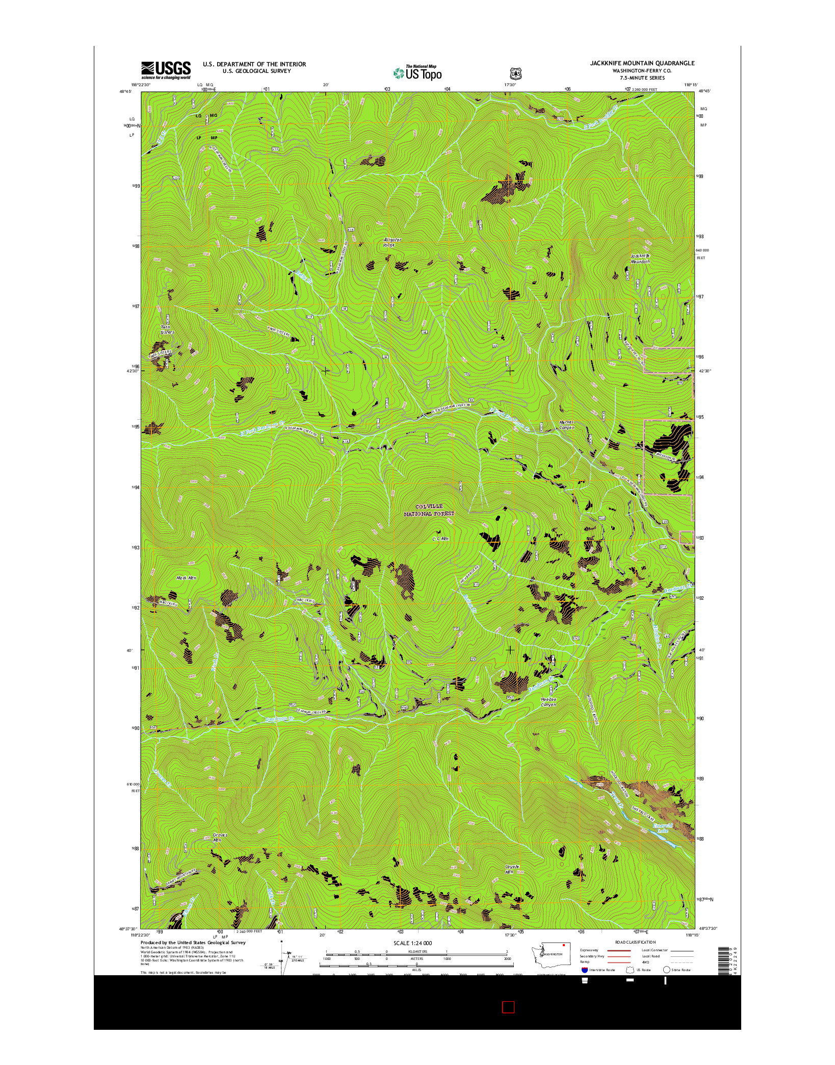 USGS US TOPO 7.5-MINUTE MAP FOR JACKKNIFE MOUNTAIN, WA 2017