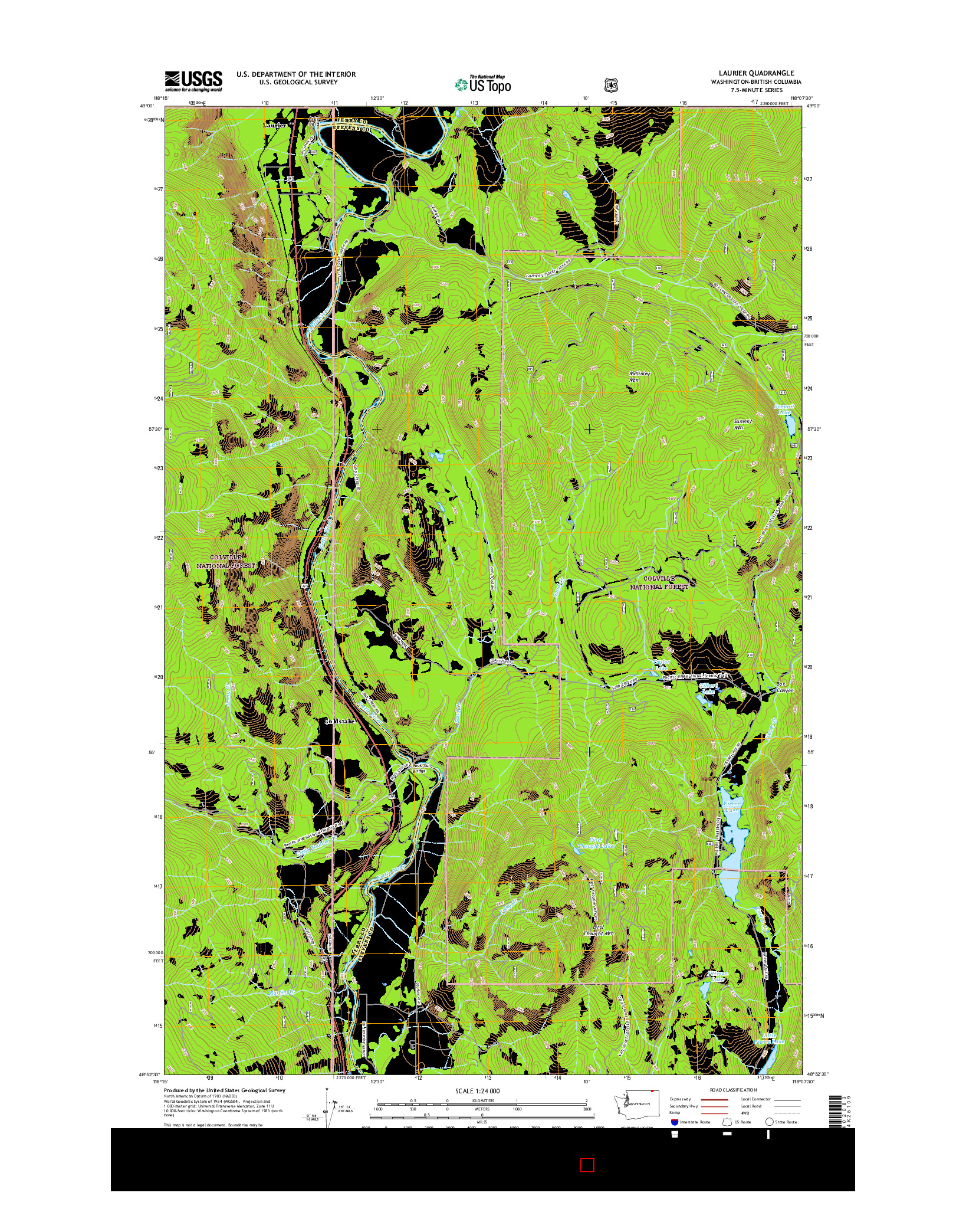 USGS US TOPO 7.5-MINUTE MAP FOR LAURIER, WA-BC 2017