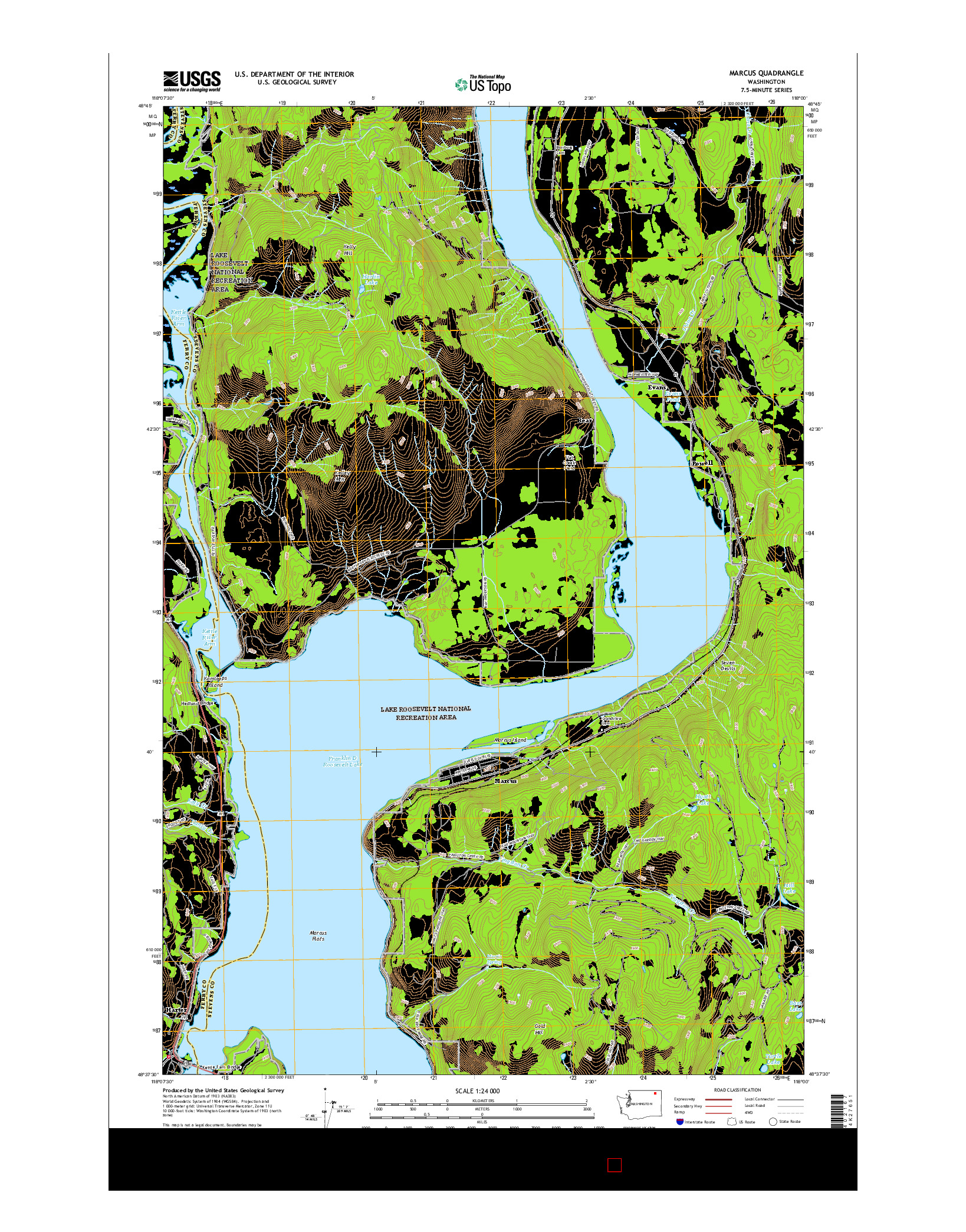 USGS US TOPO 7.5-MINUTE MAP FOR MARCUS, WA 2017