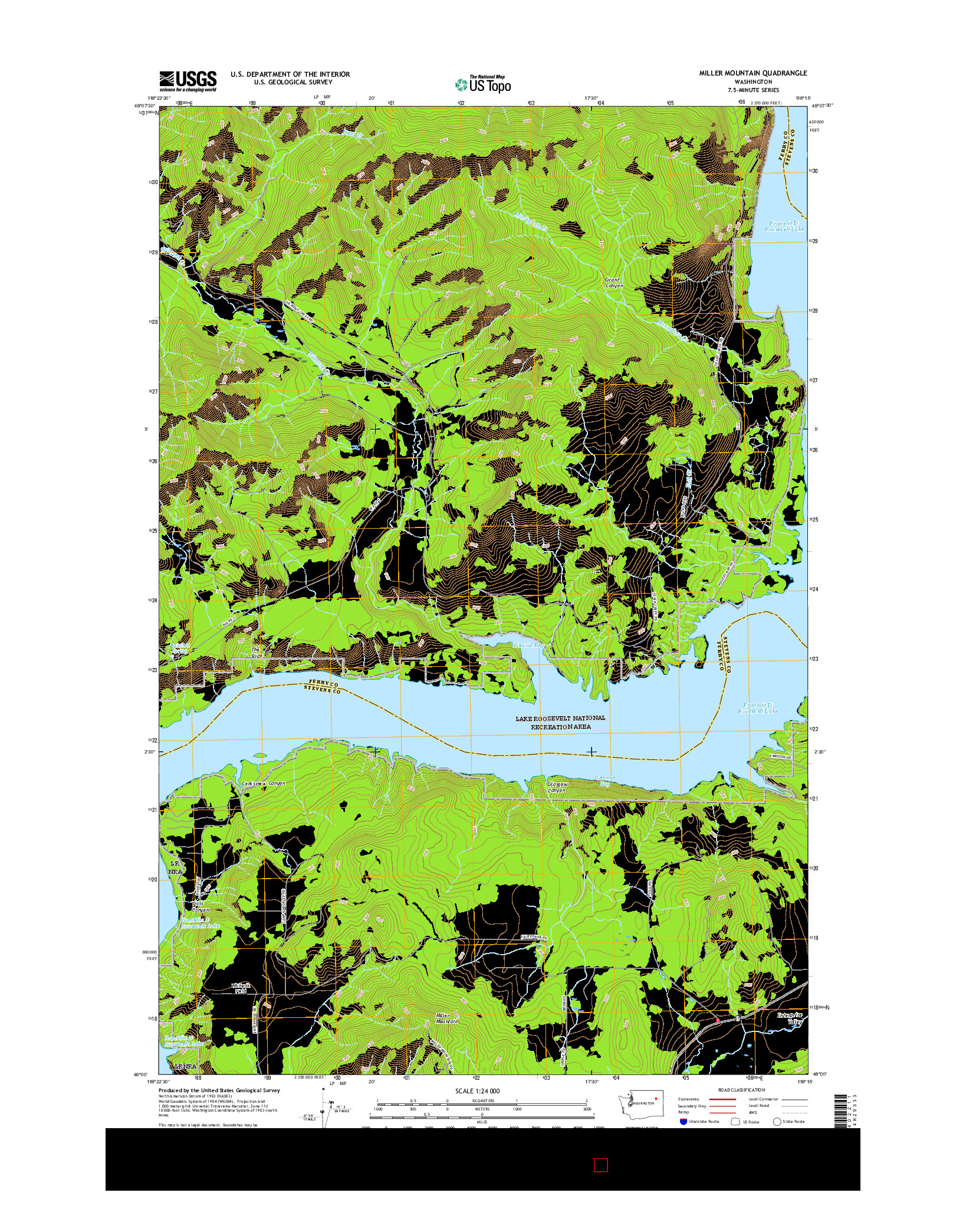 USGS US TOPO 7.5-MINUTE MAP FOR MILLER MOUNTAIN, WA 2017