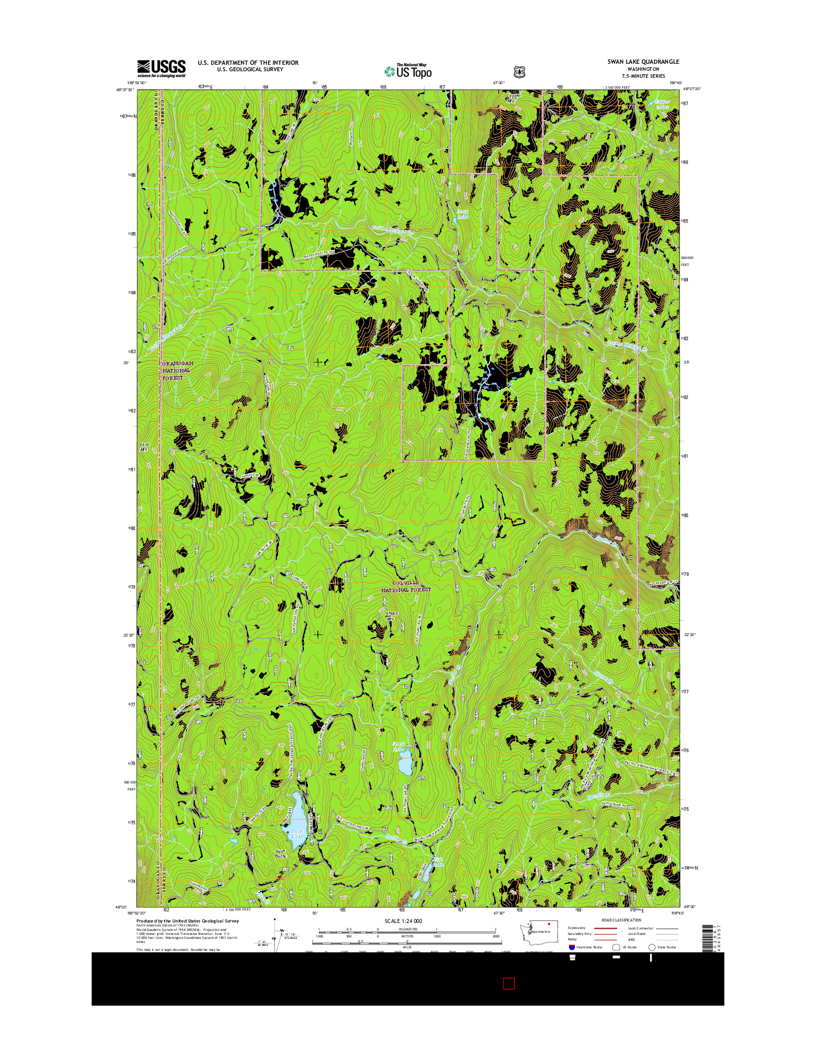 USGS US TOPO 7.5-MINUTE MAP FOR SWAN LAKE, WA 2017