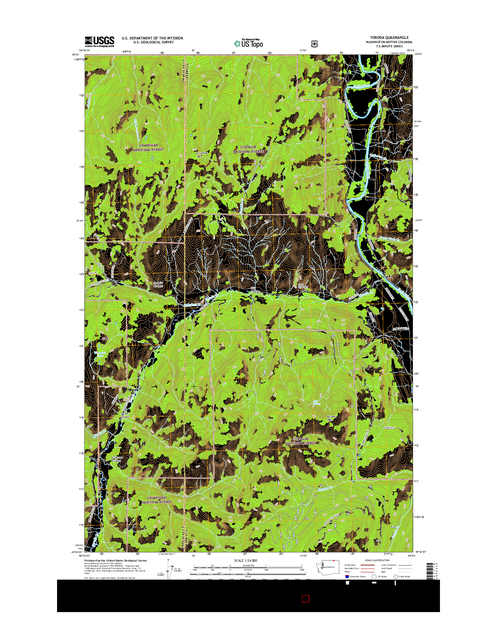 USGS US TOPO 7.5-MINUTE MAP FOR TORODA, WA-BC 2017