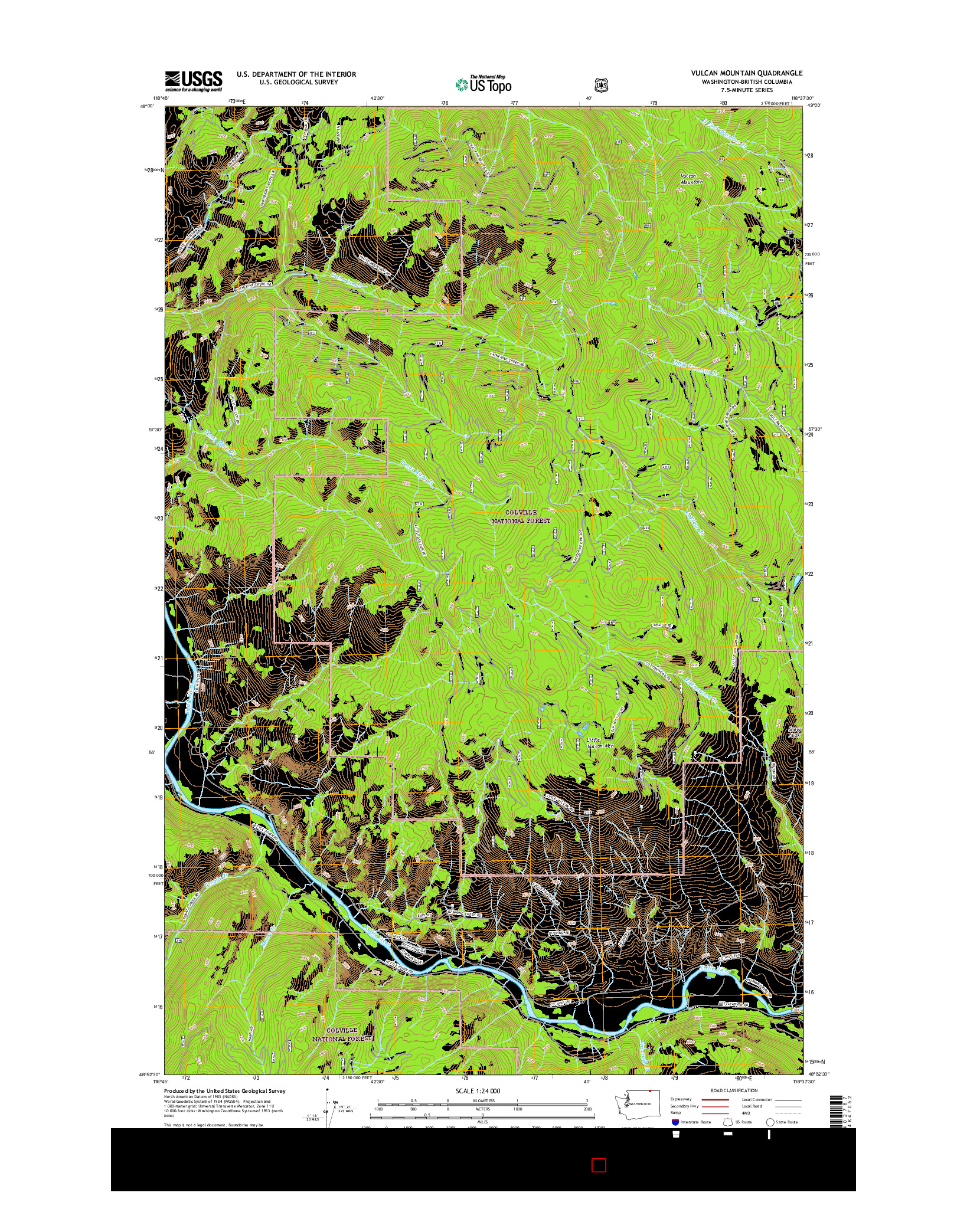 USGS US TOPO 7.5-MINUTE MAP FOR VULCAN MOUNTAIN, WA-BC 2017