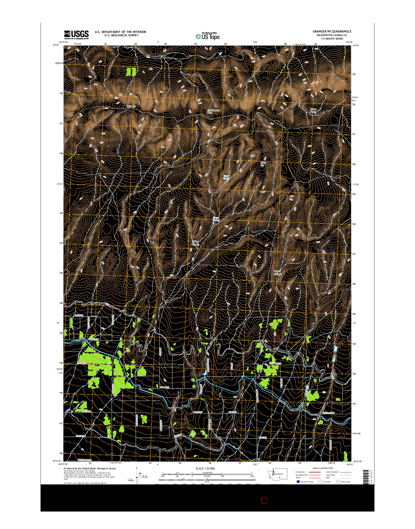 USGS US TOPO 7.5-MINUTE MAP FOR GRANGER NE, WA 2017