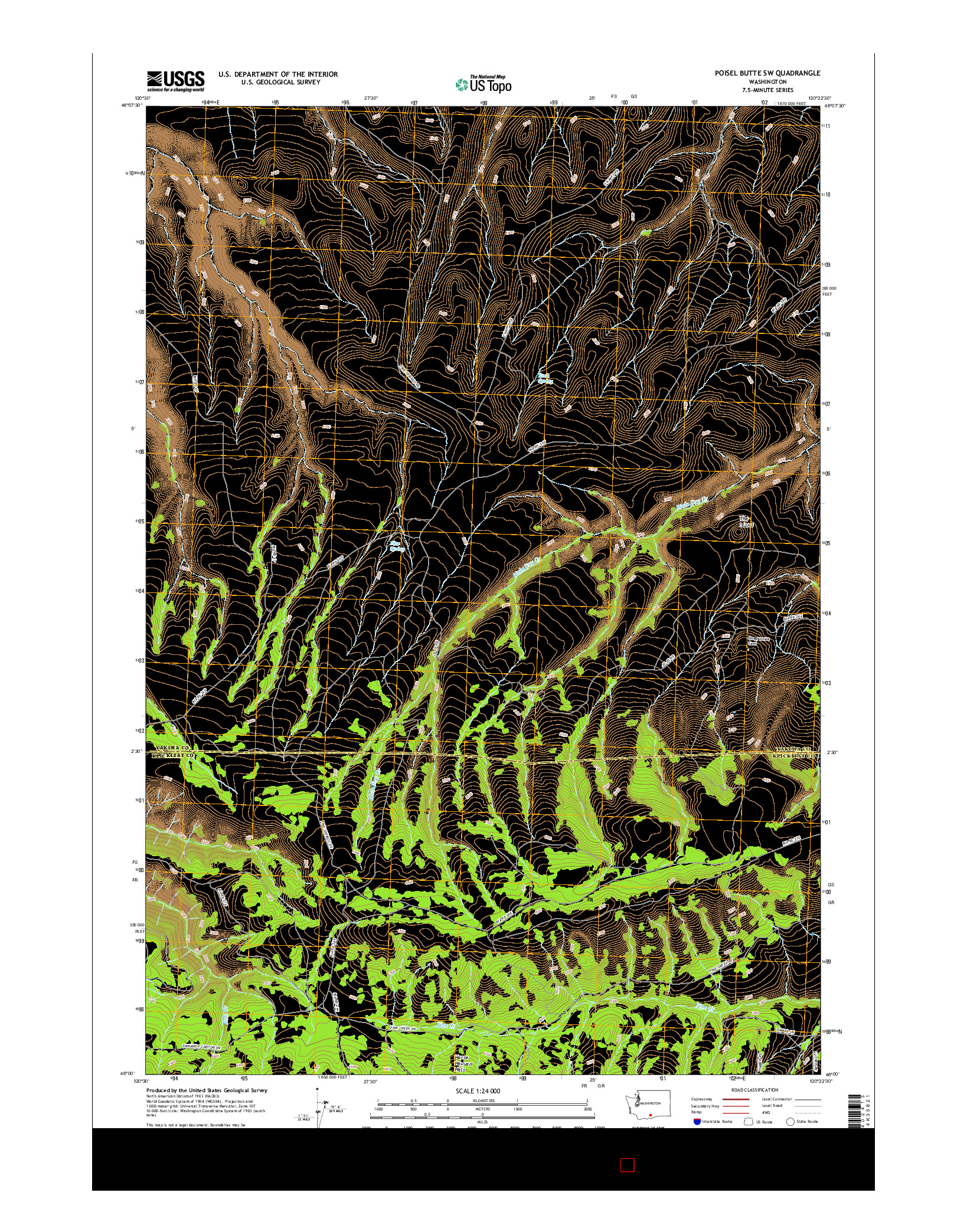 USGS US TOPO 7.5-MINUTE MAP FOR POISEL BUTTE SW, WA 2017