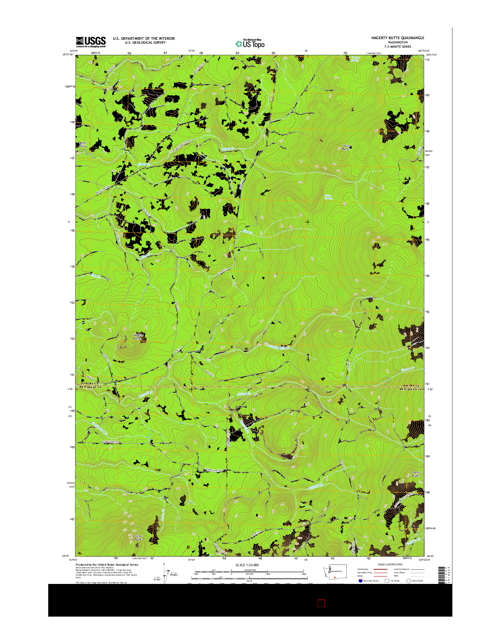 USGS US TOPO 7.5-MINUTE MAP FOR HAGERTY BUTTE, WA 2017