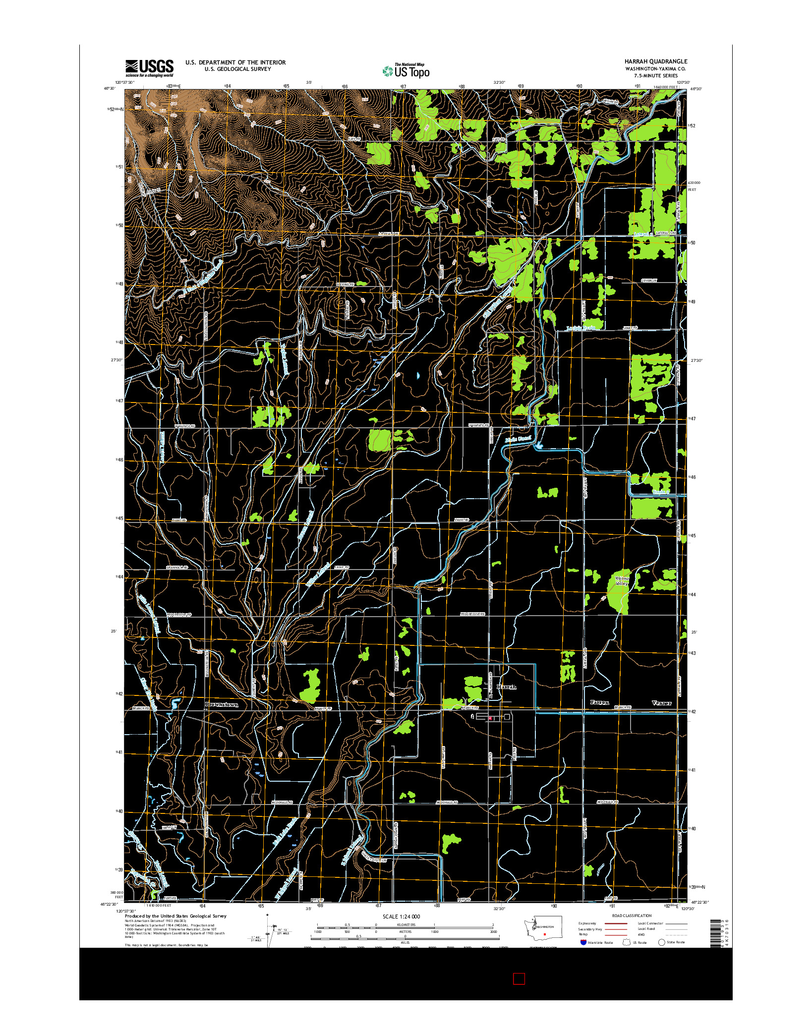 USGS US TOPO 7.5-MINUTE MAP FOR HARRAH, WA 2017