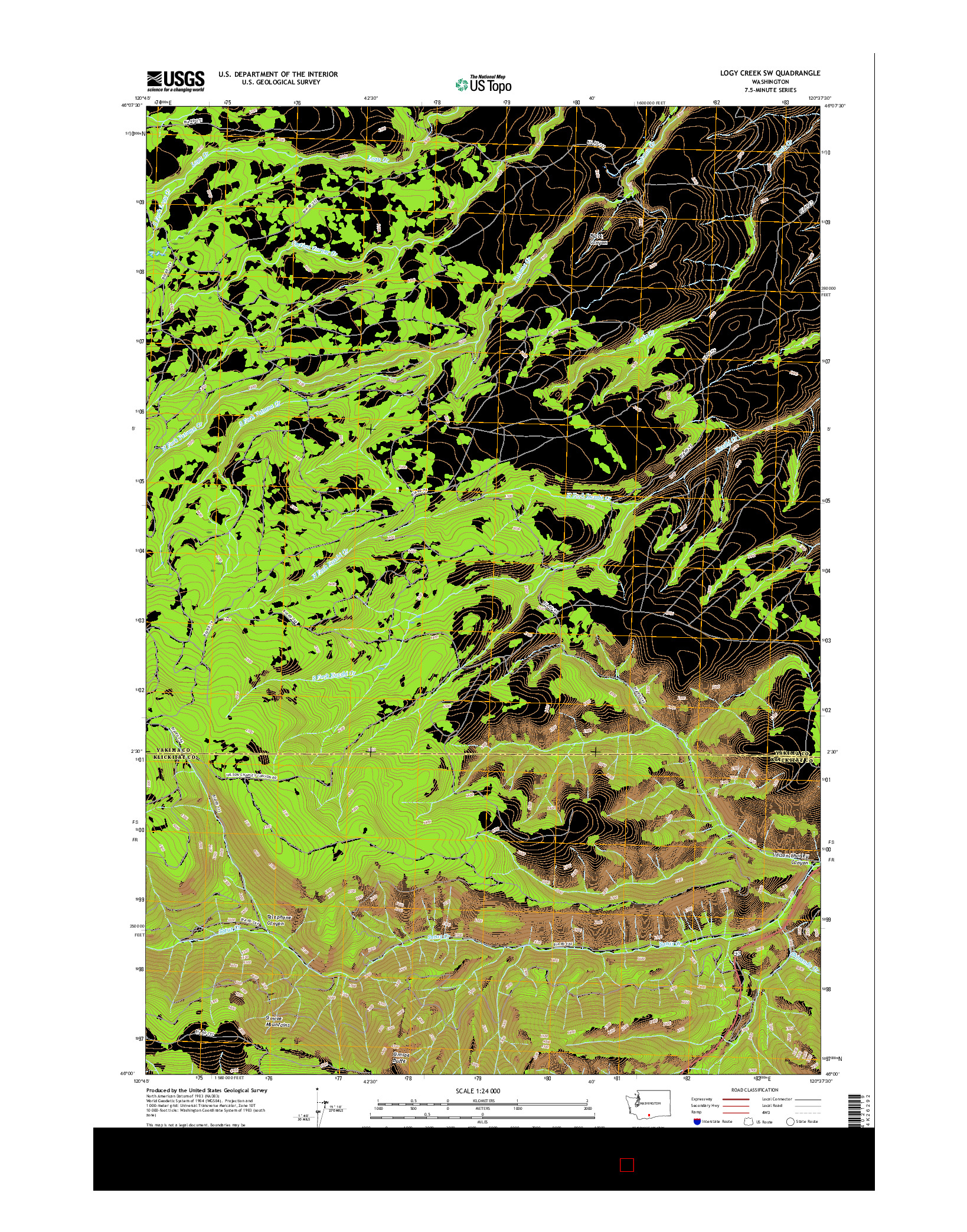 USGS US TOPO 7.5-MINUTE MAP FOR LOGY CREEK SW, WA 2017