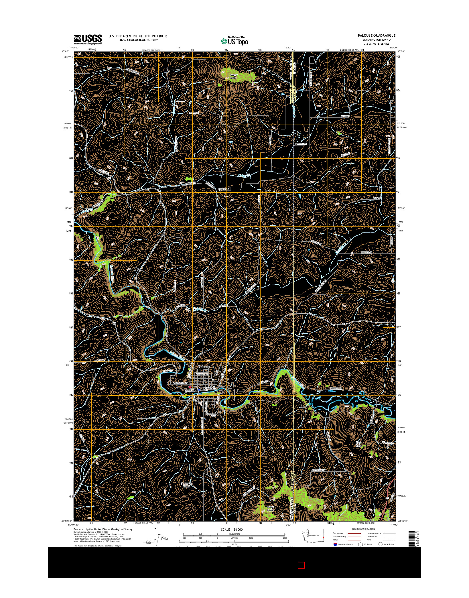 USGS US TOPO 7.5-MINUTE MAP FOR PALOUSE, WA-ID 2017