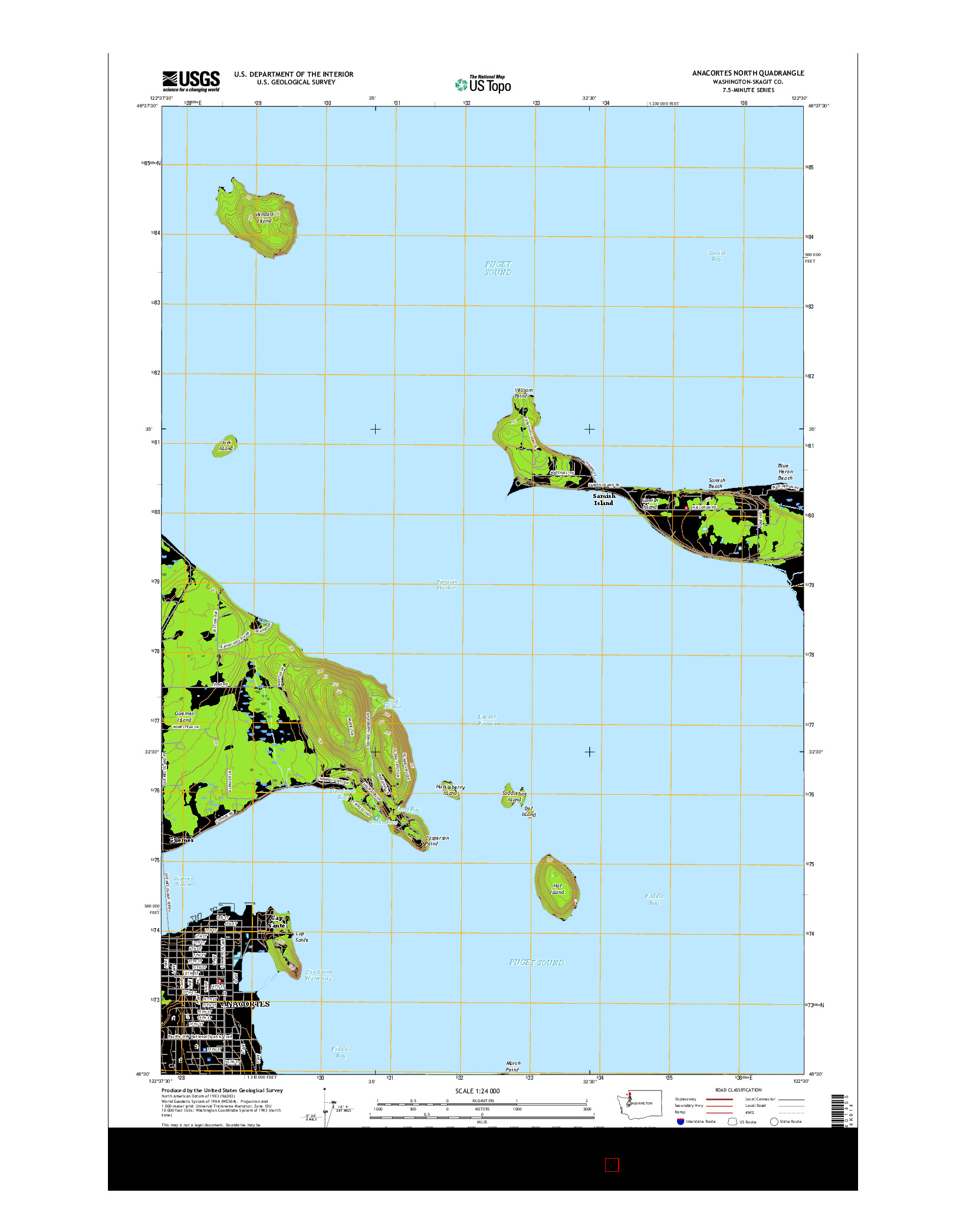 USGS US TOPO 7.5-MINUTE MAP FOR ANACORTES NORTH, WA 2017