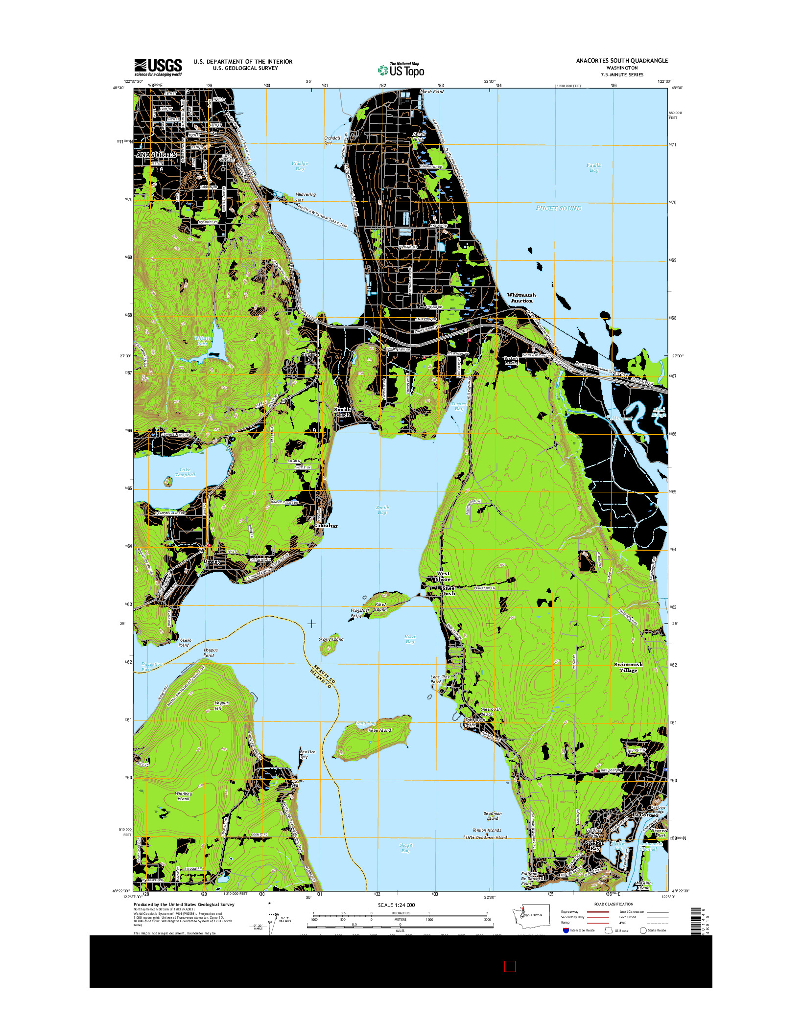 USGS US TOPO 7.5-MINUTE MAP FOR ANACORTES SOUTH, WA 2017