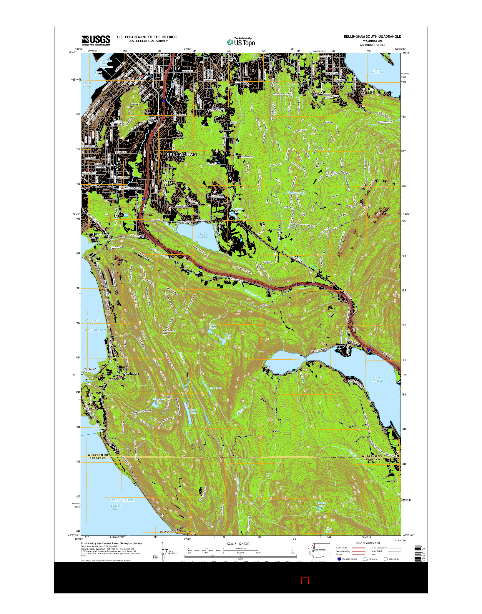 USGS US TOPO 7.5-MINUTE MAP FOR BELLINGHAM SOUTH, WA 2017