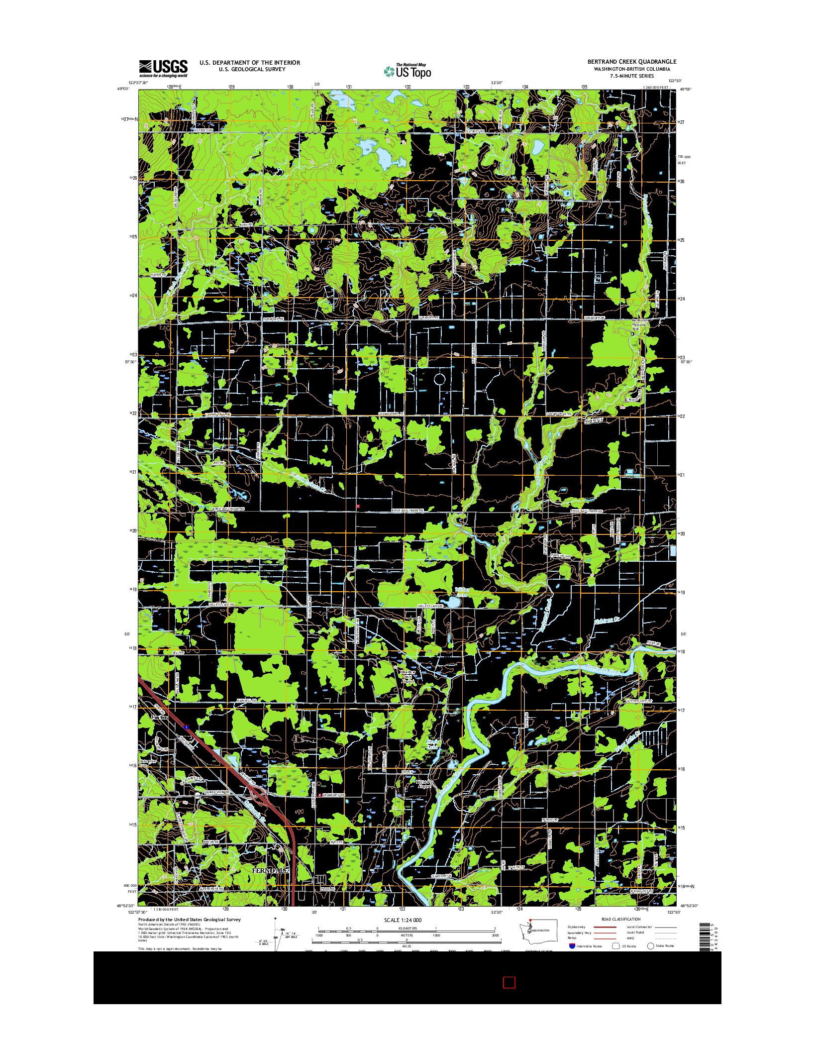 USGS US TOPO 7.5-MINUTE MAP FOR BERTRAND CREEK, WA-BC 2017