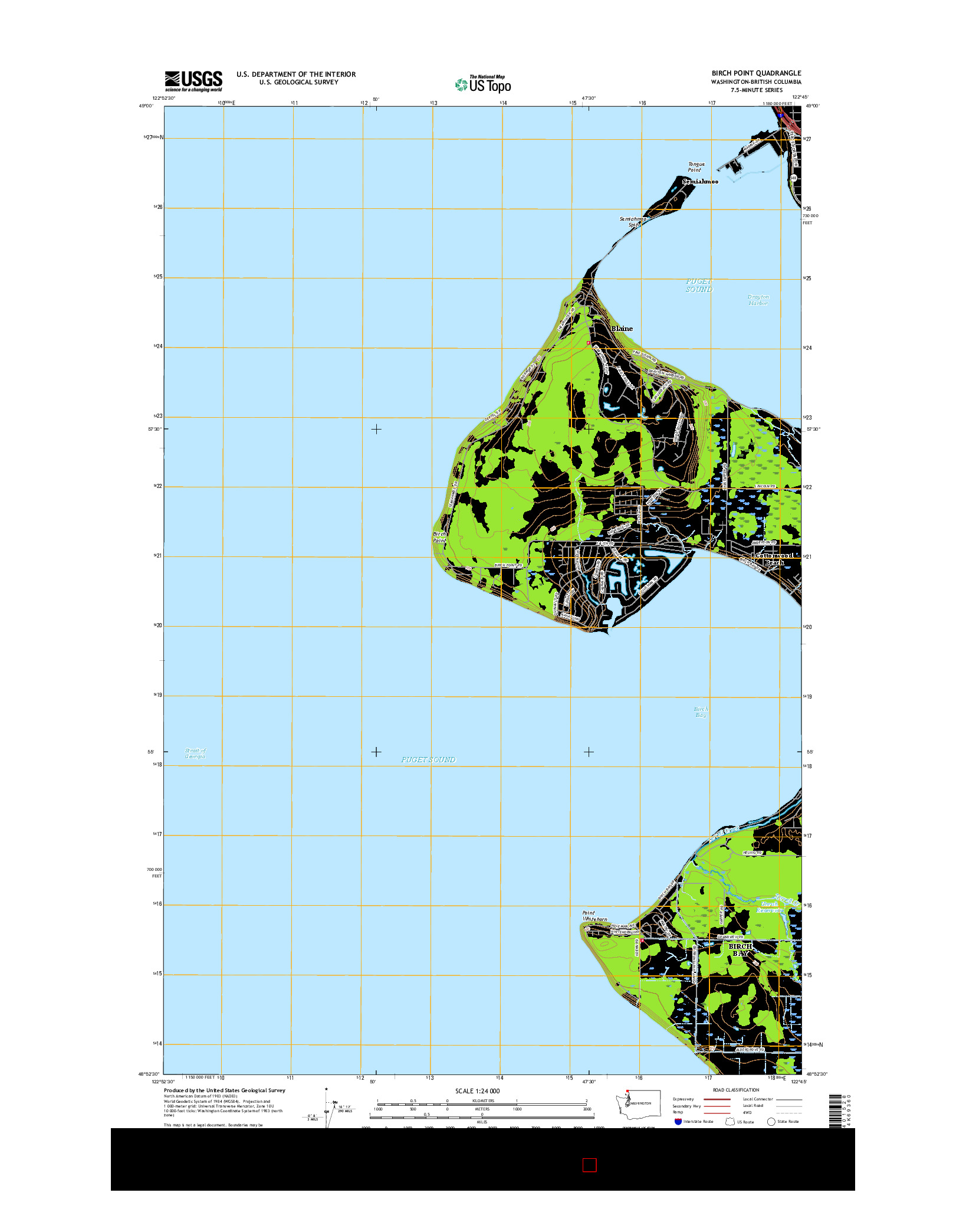 USGS US TOPO 7.5-MINUTE MAP FOR BIRCH POINT, WA-BC 2017