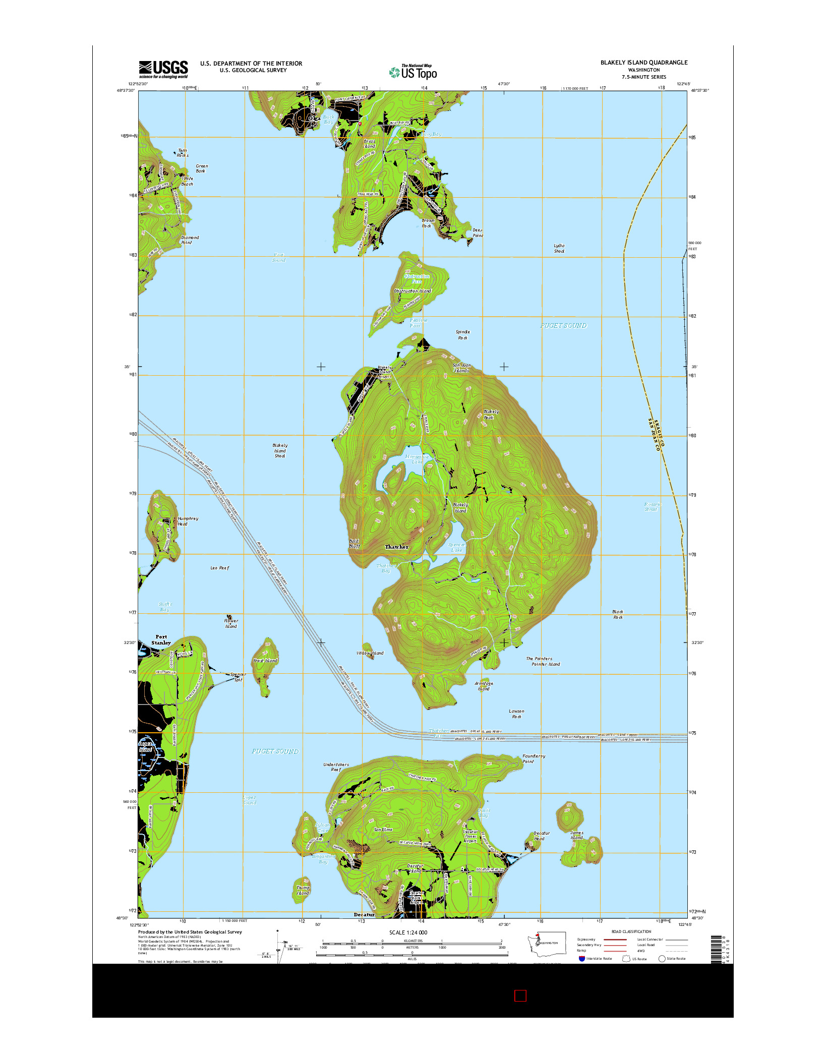 USGS US TOPO 7.5-MINUTE MAP FOR BLAKELY ISLAND, WA 2017