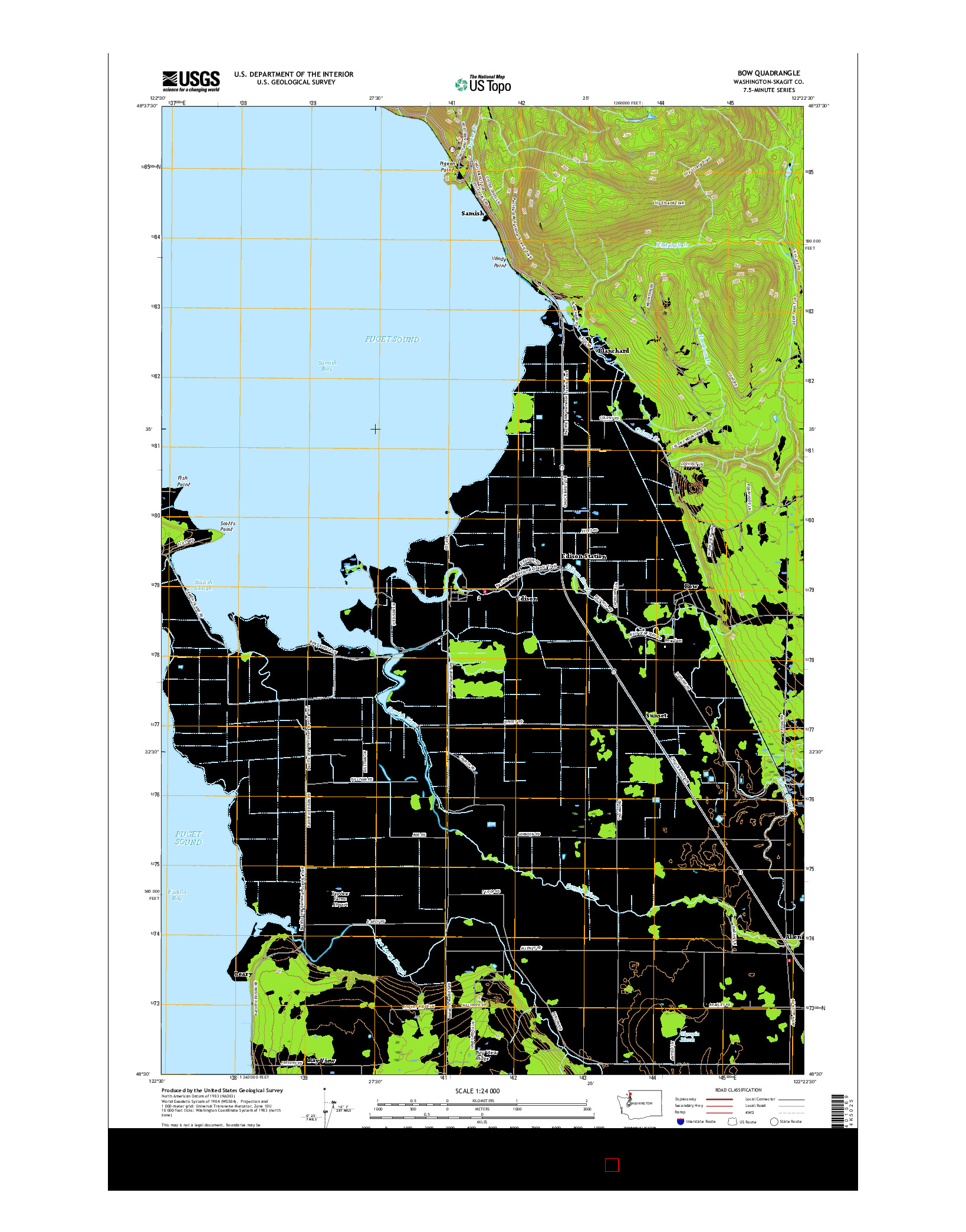 USGS US TOPO 7.5-MINUTE MAP FOR BOW, WA 2017