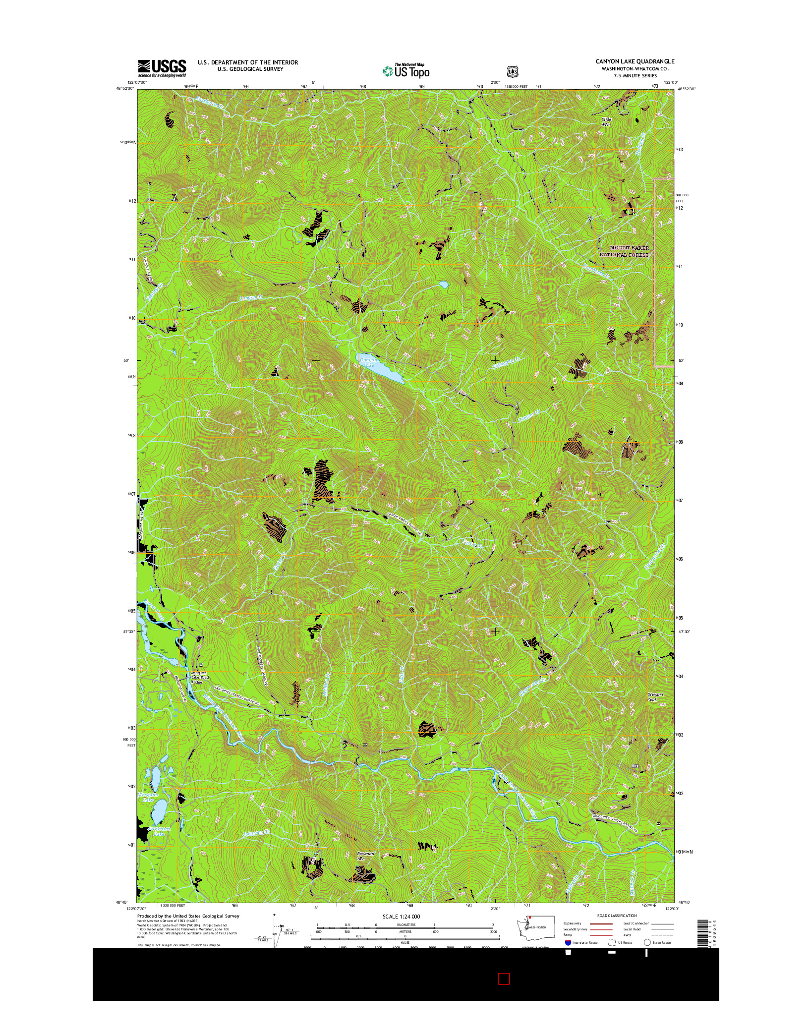 USGS US TOPO 7.5-MINUTE MAP FOR CANYON LAKE, WA 2017