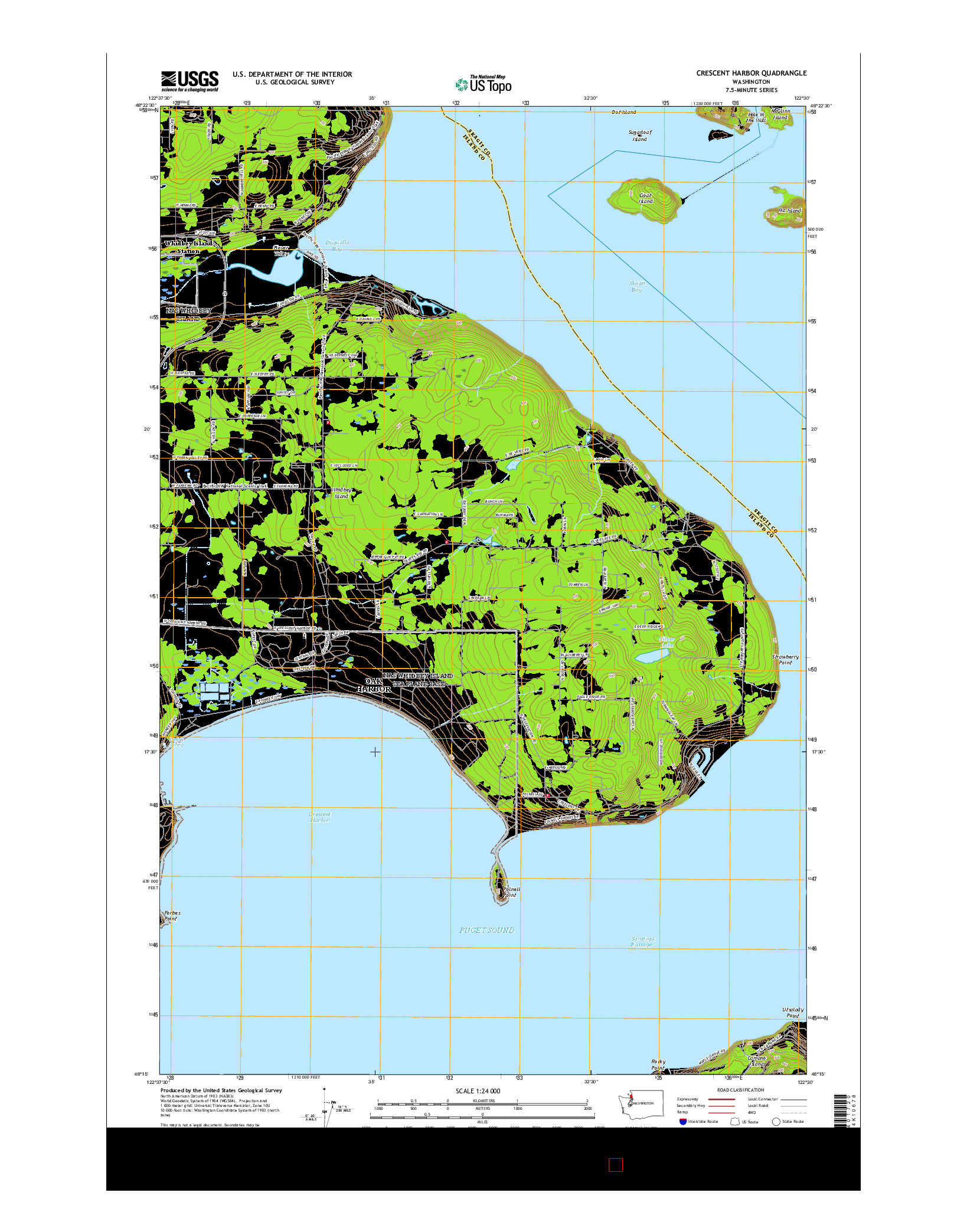 USGS US TOPO 7.5-MINUTE MAP FOR CRESCENT HARBOR, WA 2017