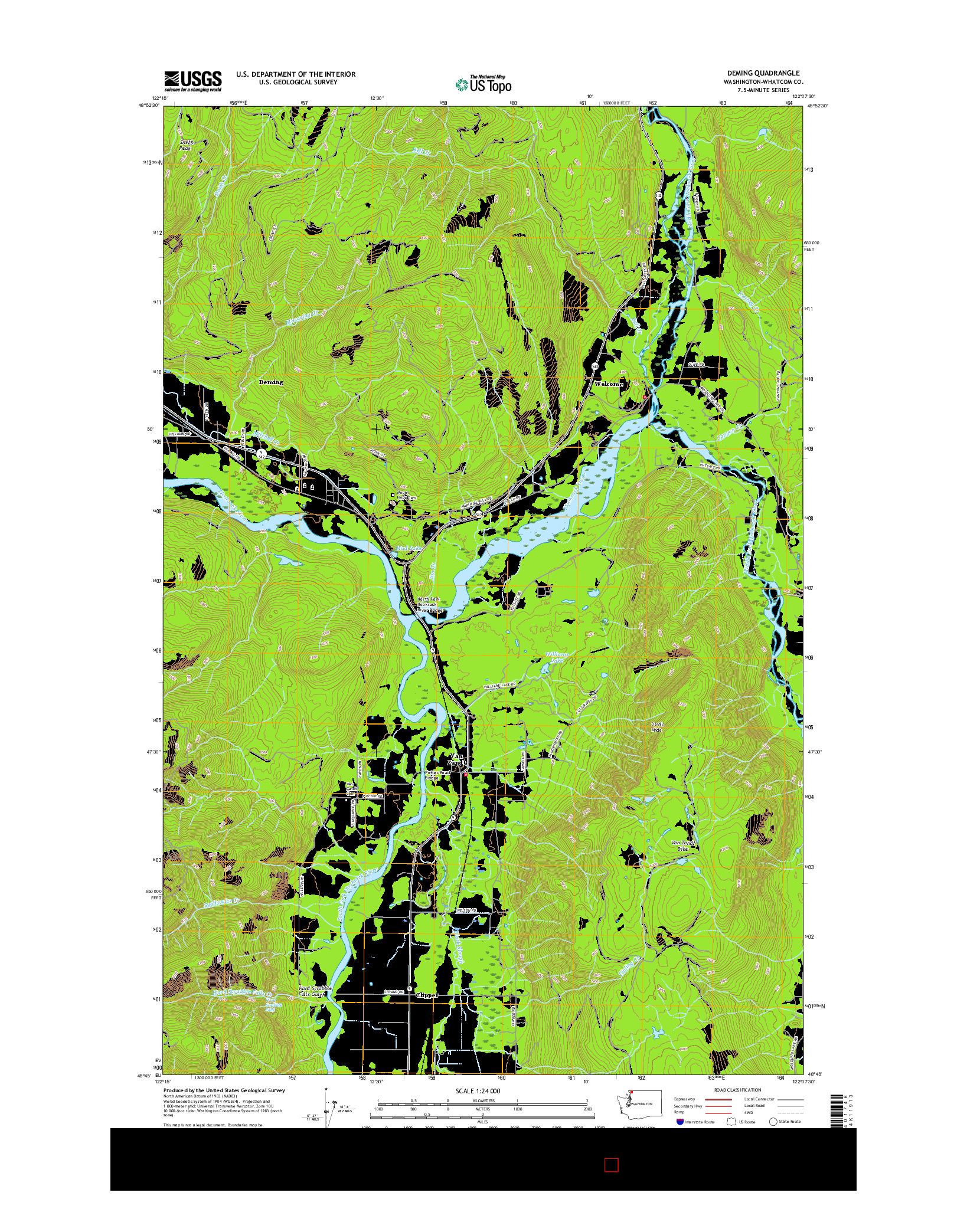 USGS US TOPO 7.5-MINUTE MAP FOR DEMING, WA 2017