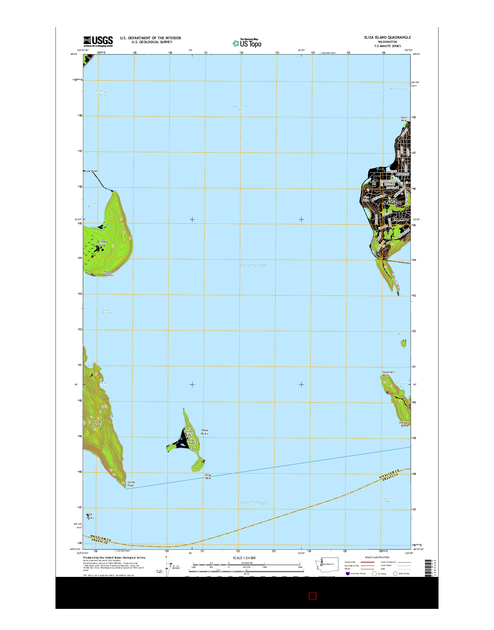 USGS US TOPO 7.5-MINUTE MAP FOR ELIZA ISLAND, WA 2017