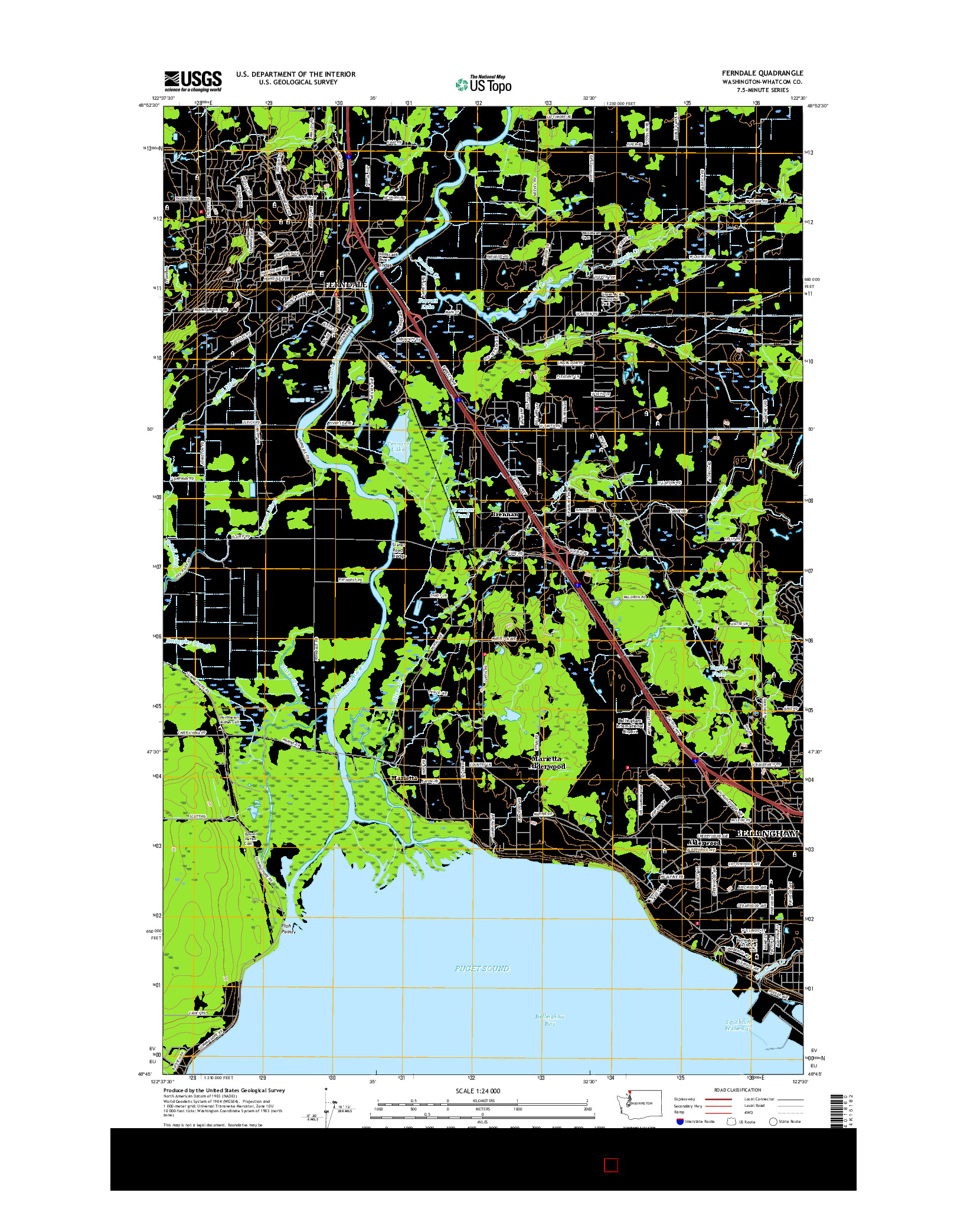 USGS US TOPO 7.5-MINUTE MAP FOR FERNDALE, WA 2017