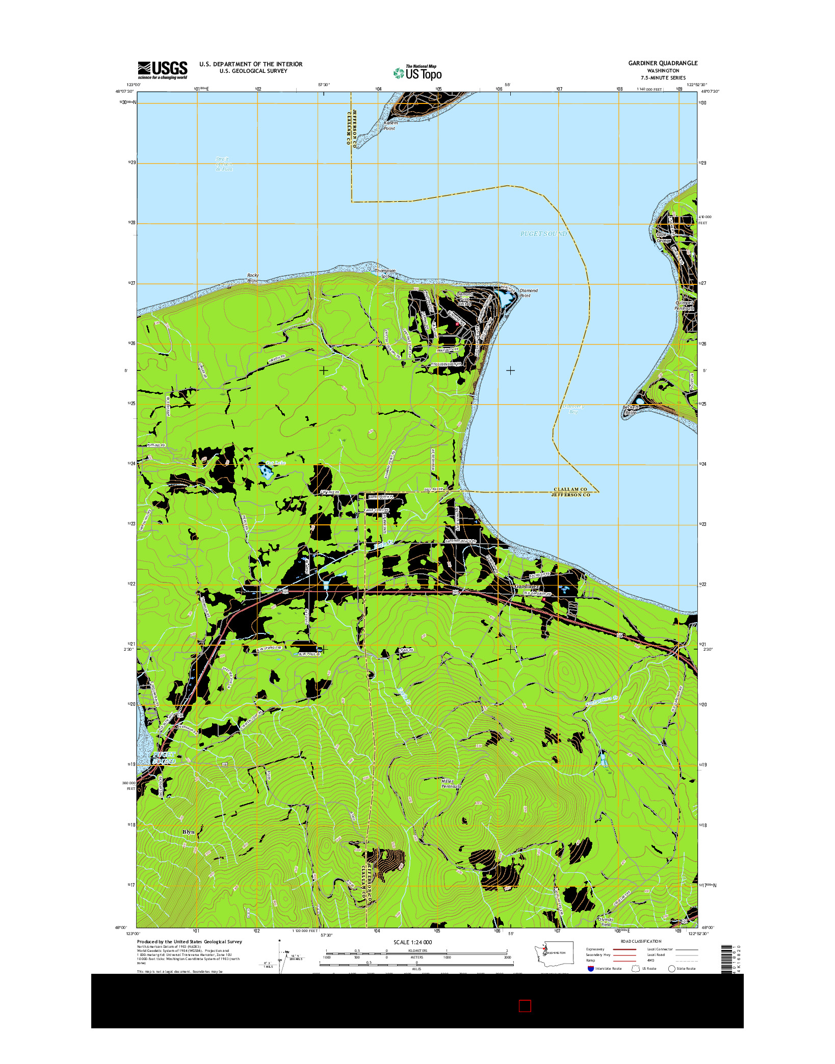 USGS US TOPO 7.5-MINUTE MAP FOR GARDINER, WA 2017