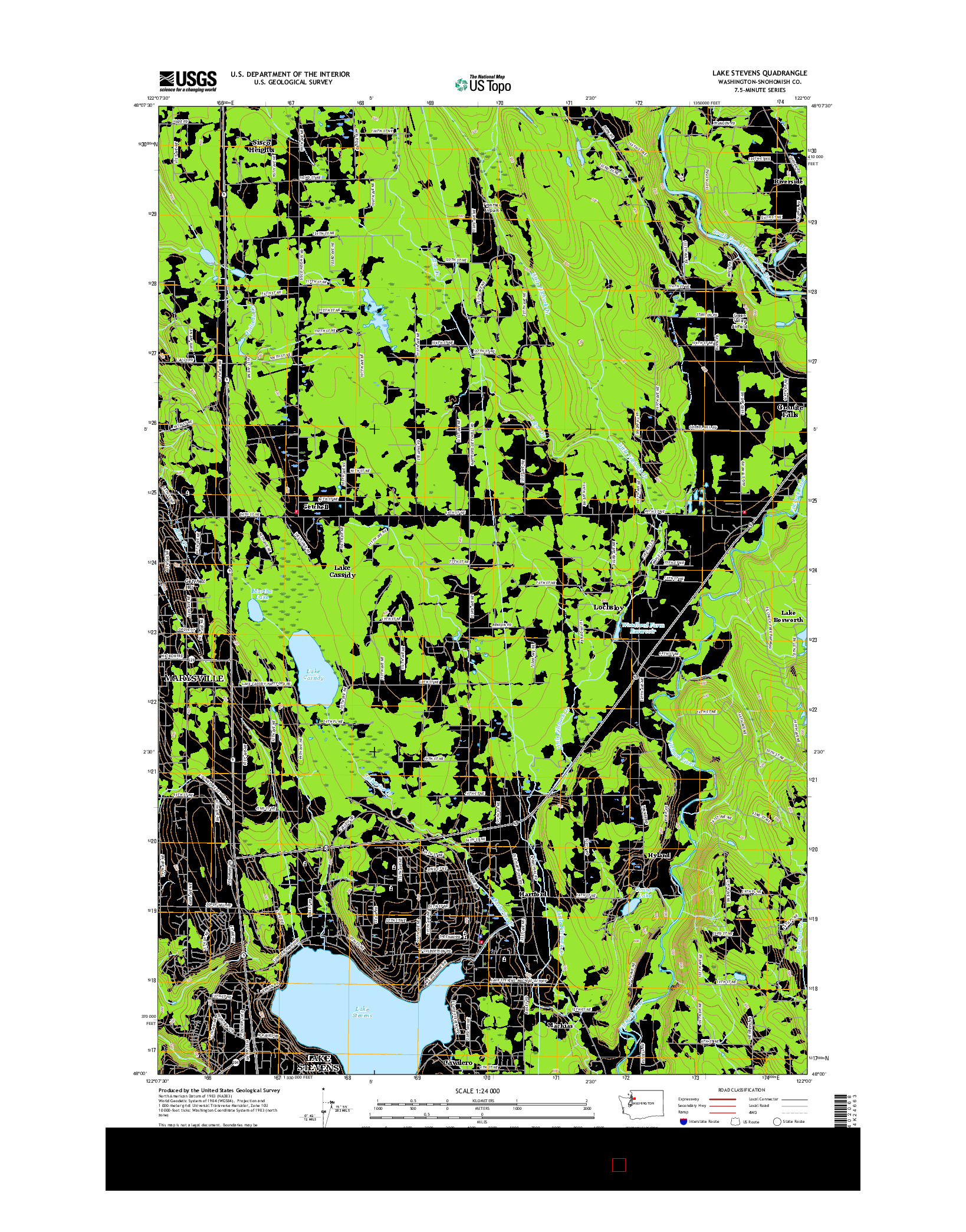 USGS US TOPO 7.5-MINUTE MAP FOR LAKE STEVENS, WA 2017