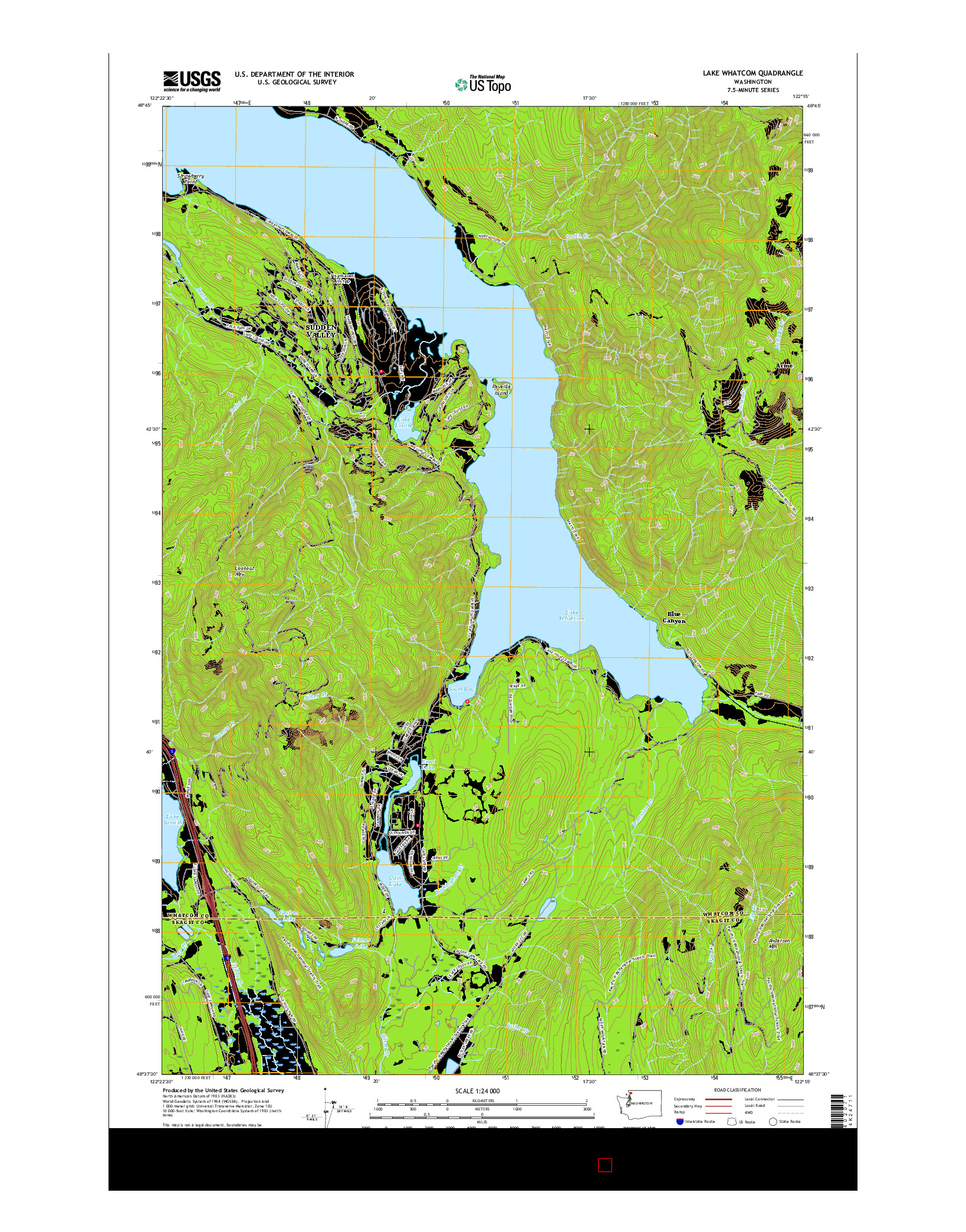 USGS US TOPO 7.5-MINUTE MAP FOR LAKE WHATCOM, WA 2017