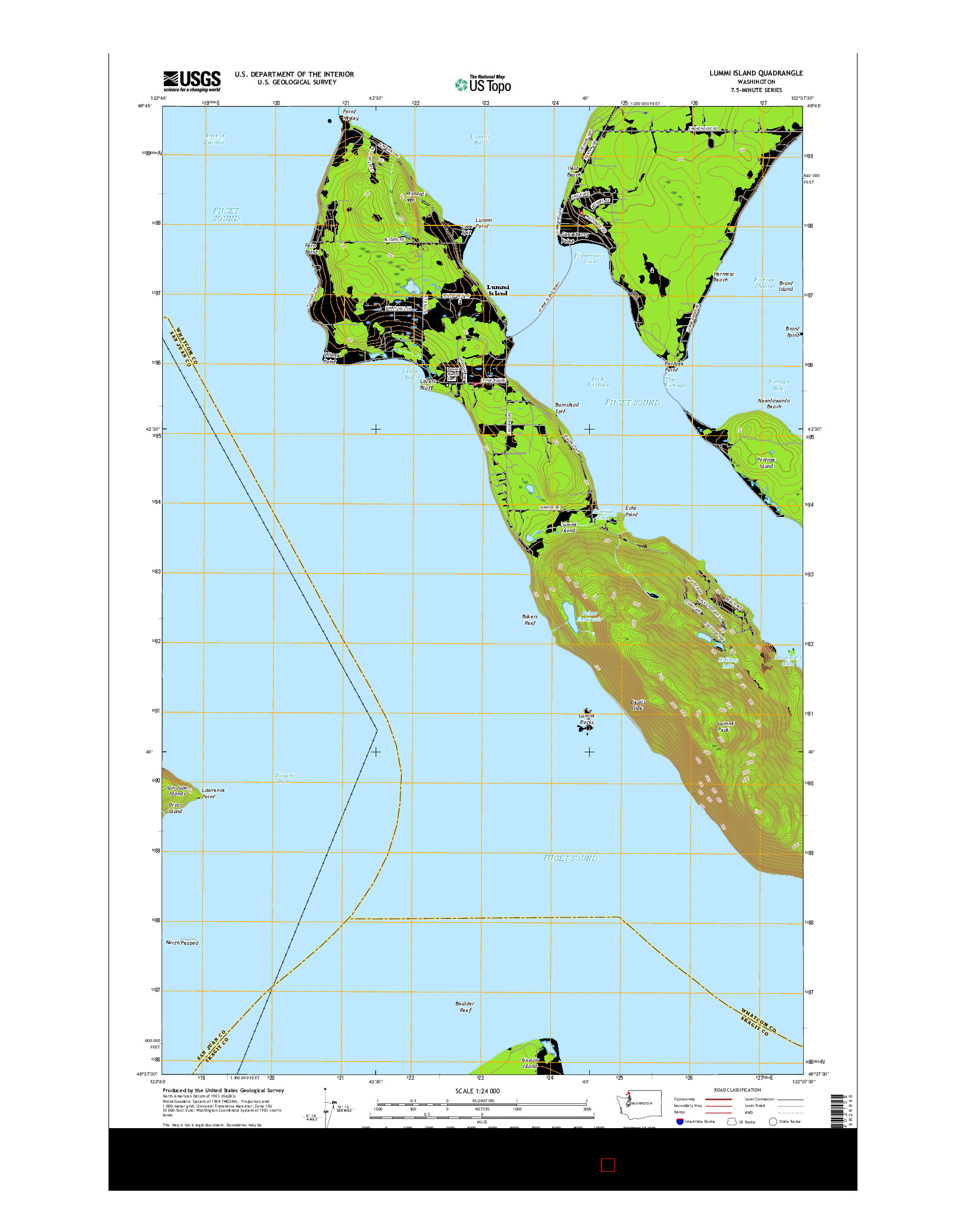 USGS US TOPO 7.5-MINUTE MAP FOR LUMMI ISLAND, WA 2017