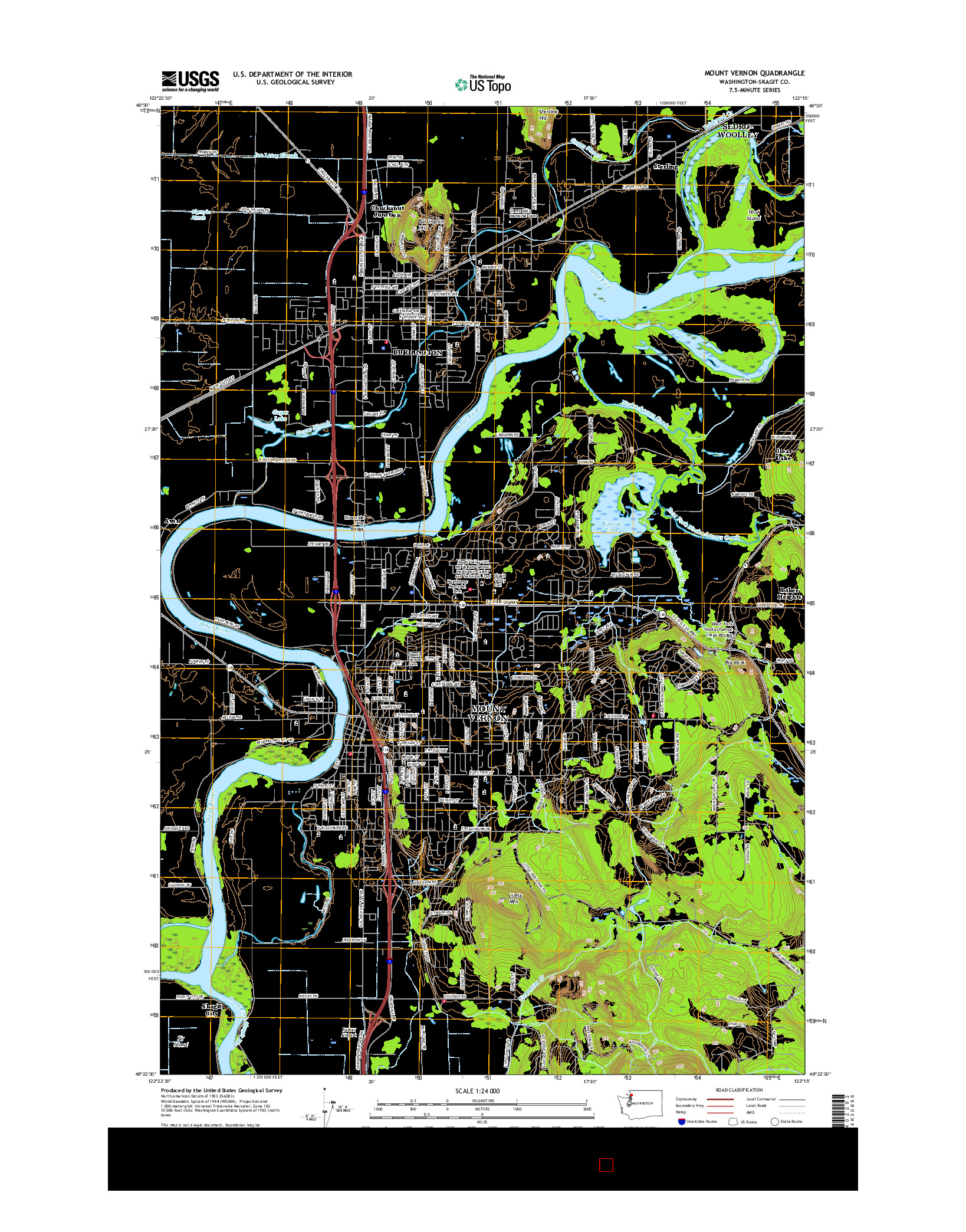 USGS US TOPO 7.5-MINUTE MAP FOR MOUNT VERNON, WA 2017