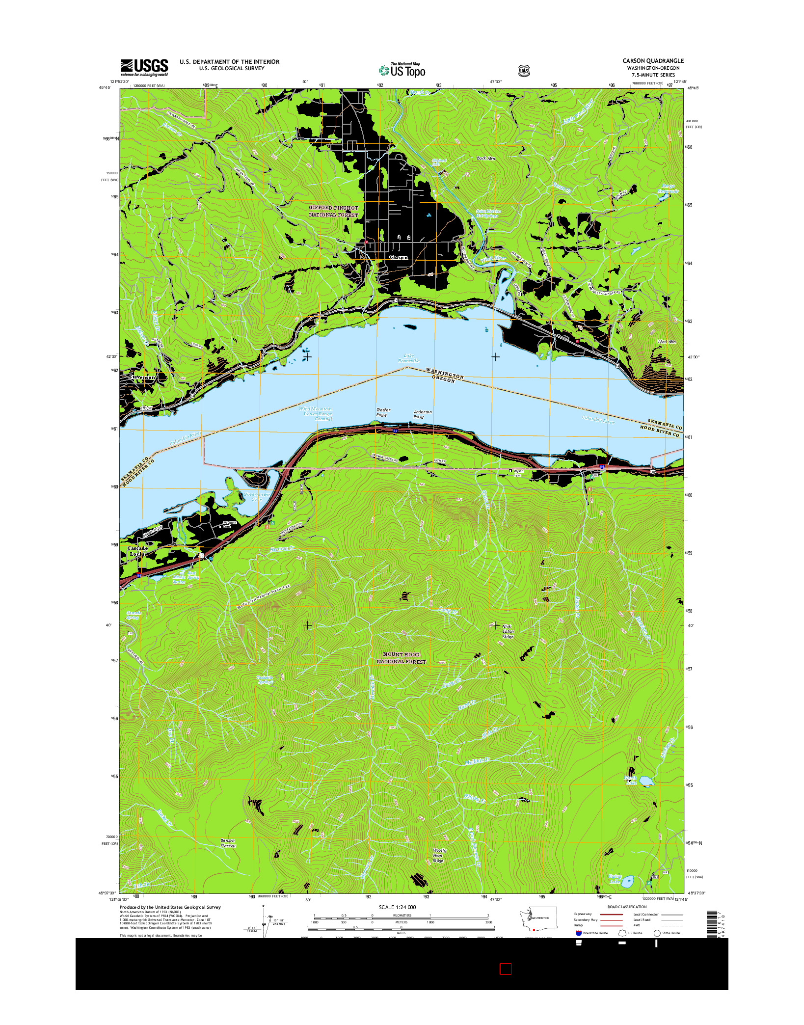 USGS US TOPO 7.5-MINUTE MAP FOR CARSON, WA-OR 2017