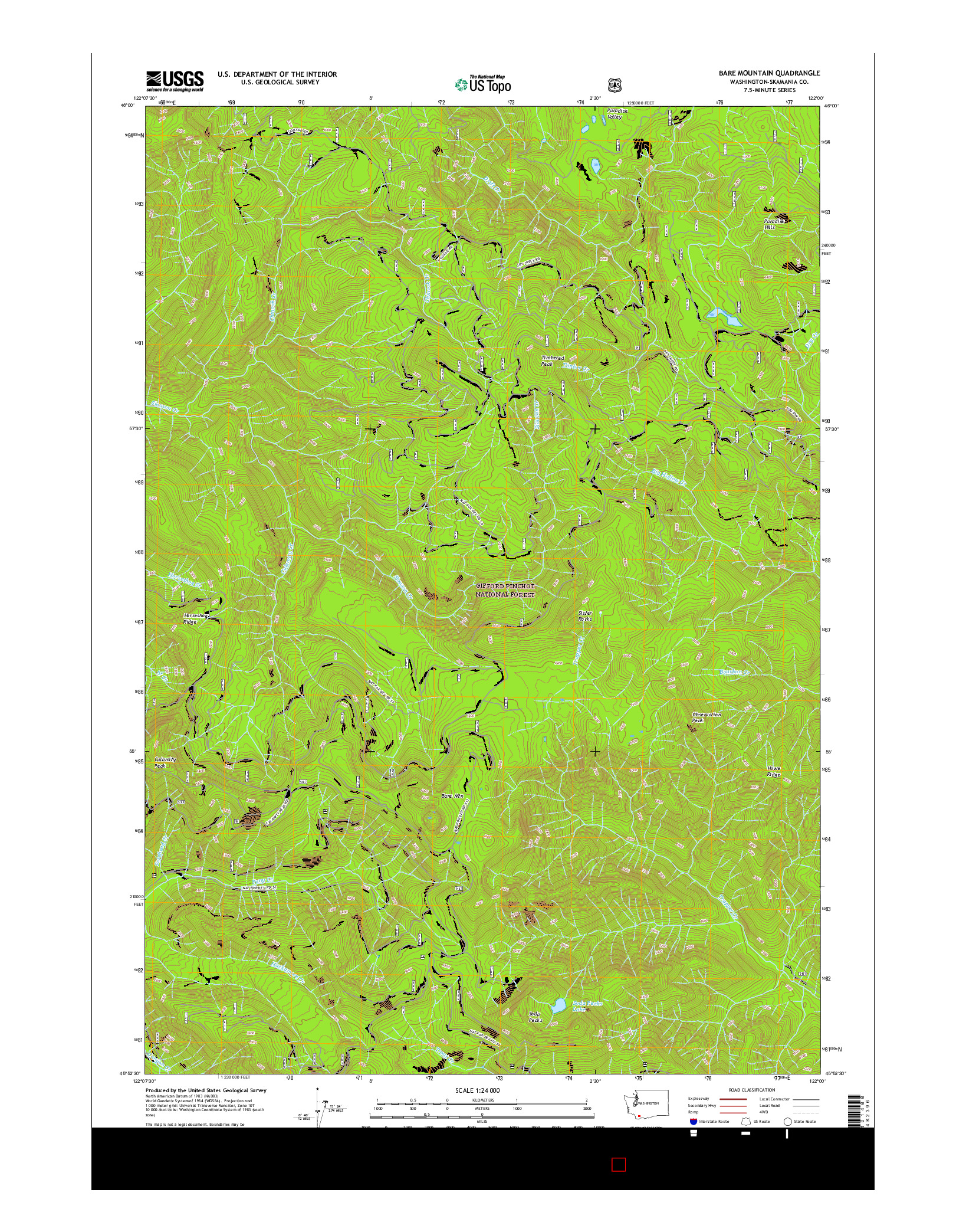 USGS US TOPO 7.5-MINUTE MAP FOR BARE MOUNTAIN, WA 2017