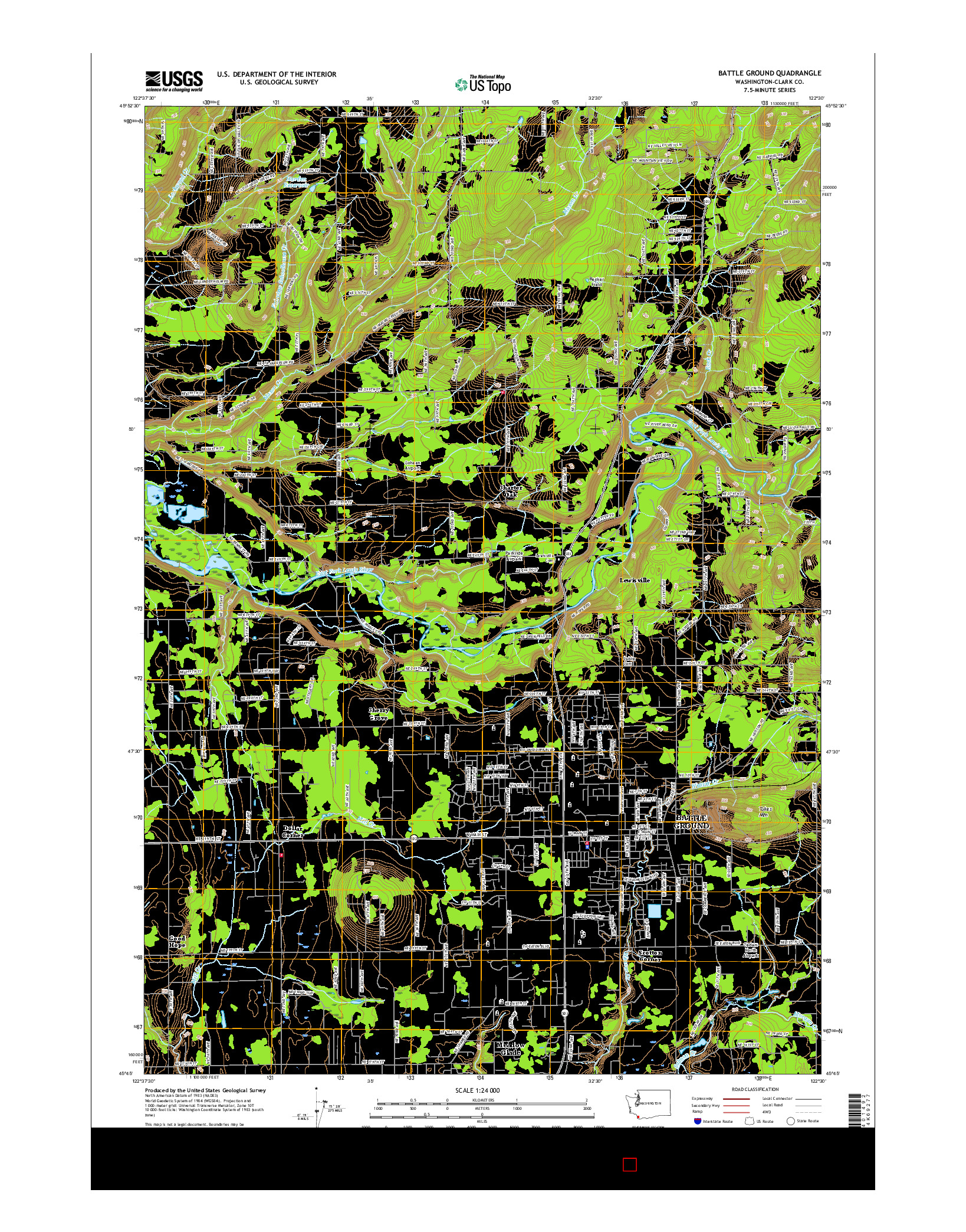 USGS US TOPO 7.5-MINUTE MAP FOR BATTLE GROUND, WA 2017