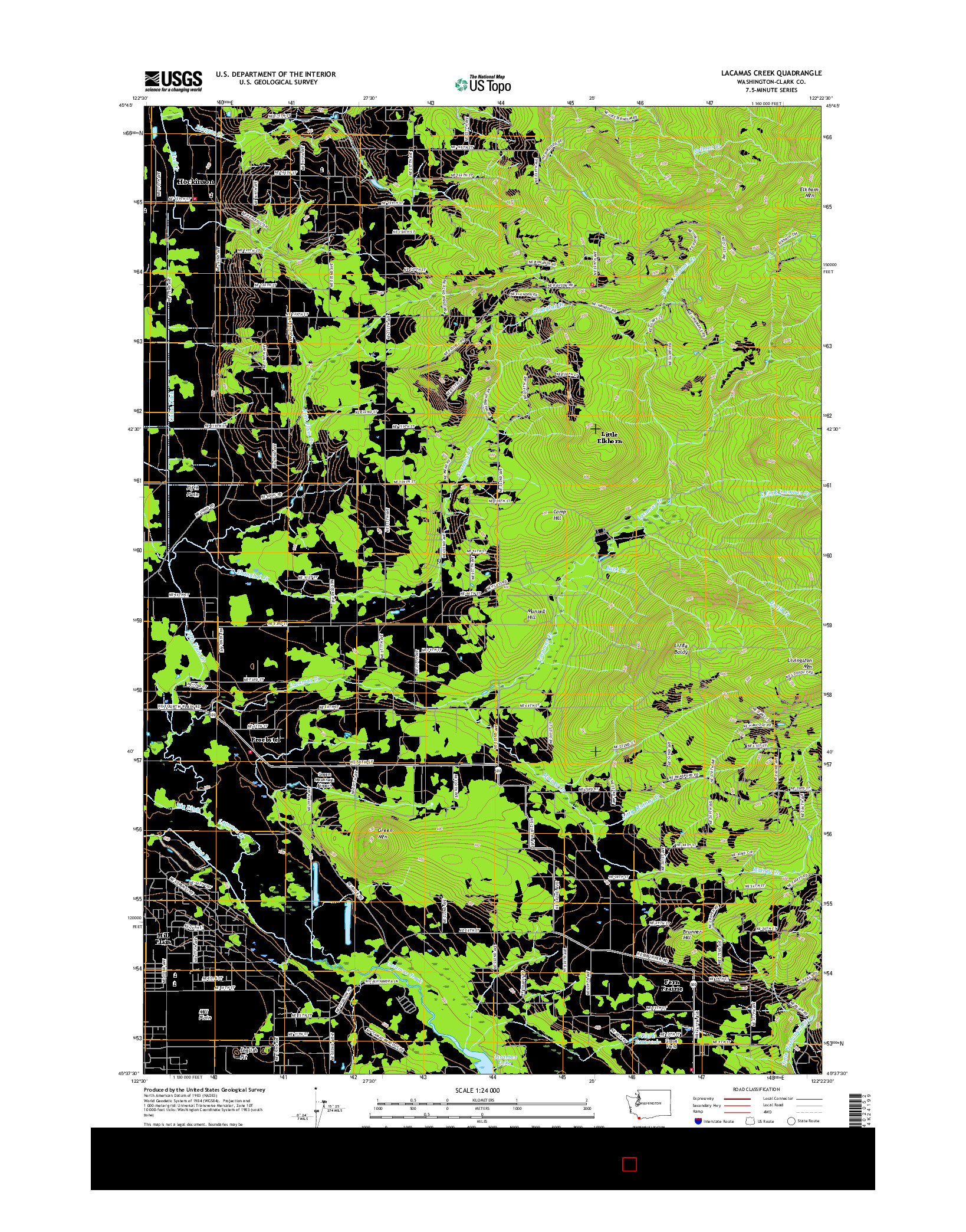 USGS US TOPO 7.5-MINUTE MAP FOR LACAMAS CREEK, WA 2017