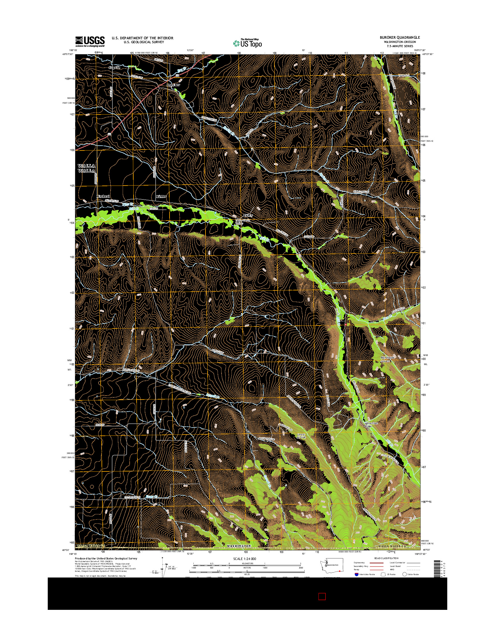 USGS US TOPO 7.5-MINUTE MAP FOR BUROKER, WA-OR 2017