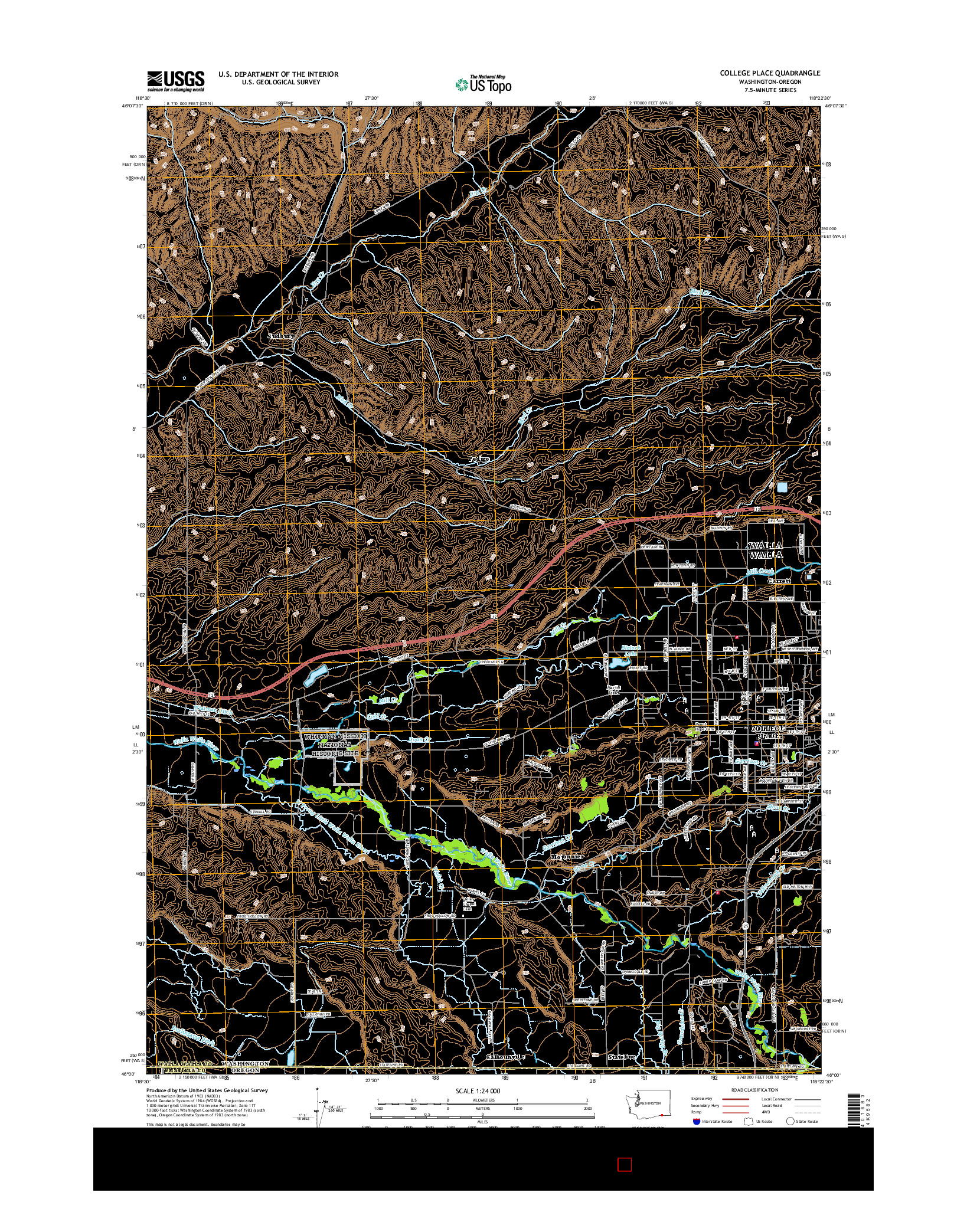 USGS US TOPO 7.5-MINUTE MAP FOR COLLEGE PLACE, WA-OR 2017