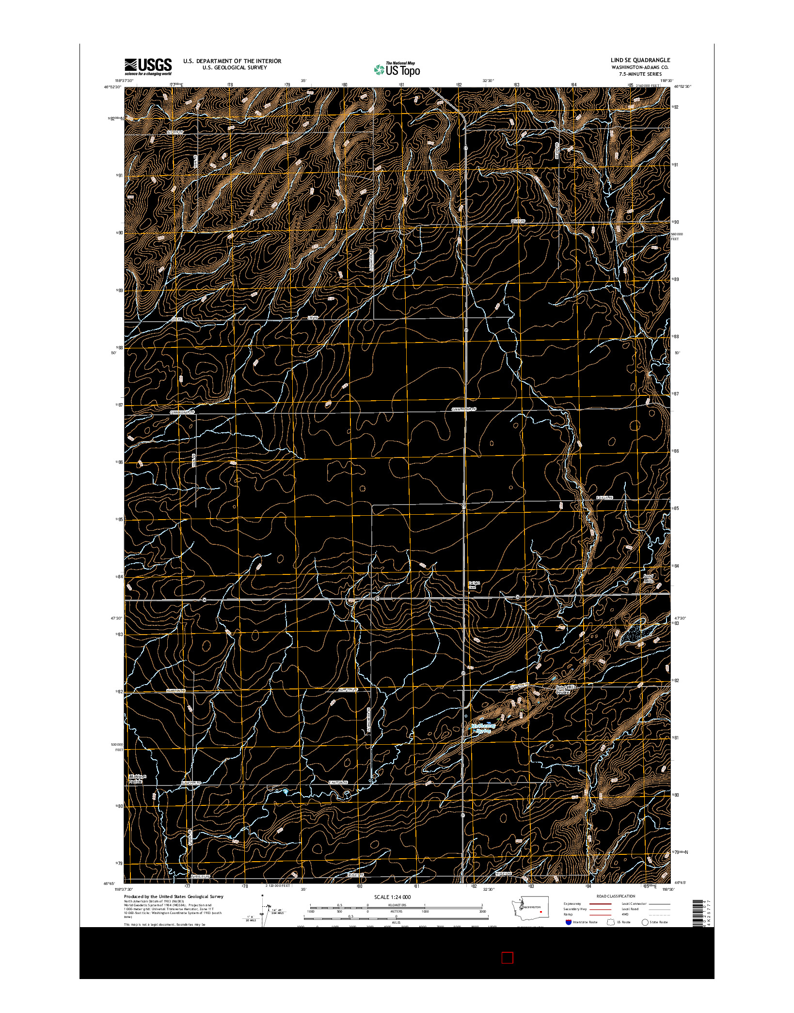 USGS US TOPO 7.5-MINUTE MAP FOR LIND SE, WA 2017