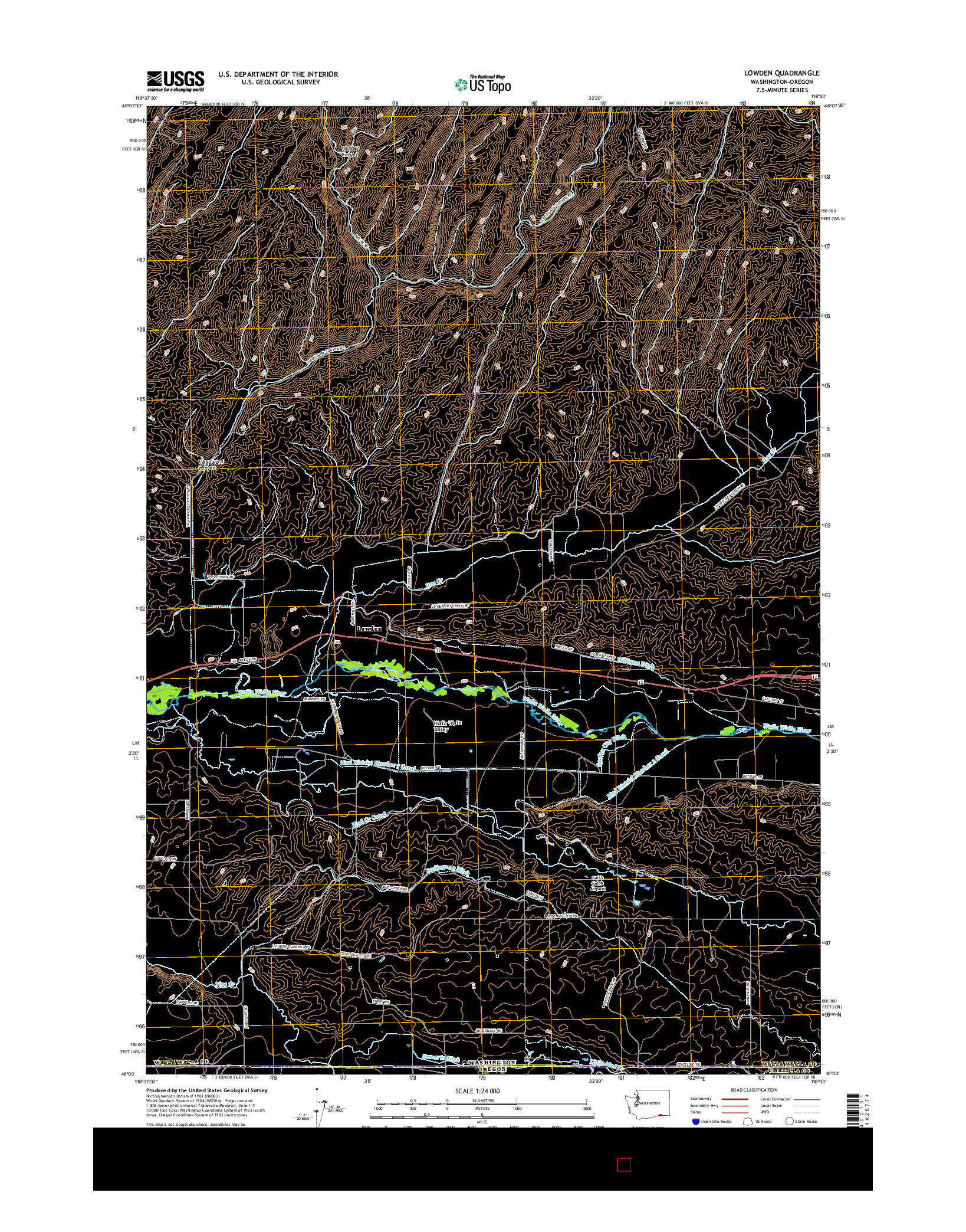 USGS US TOPO 7.5-MINUTE MAP FOR LOWDEN, WA-OR 2017