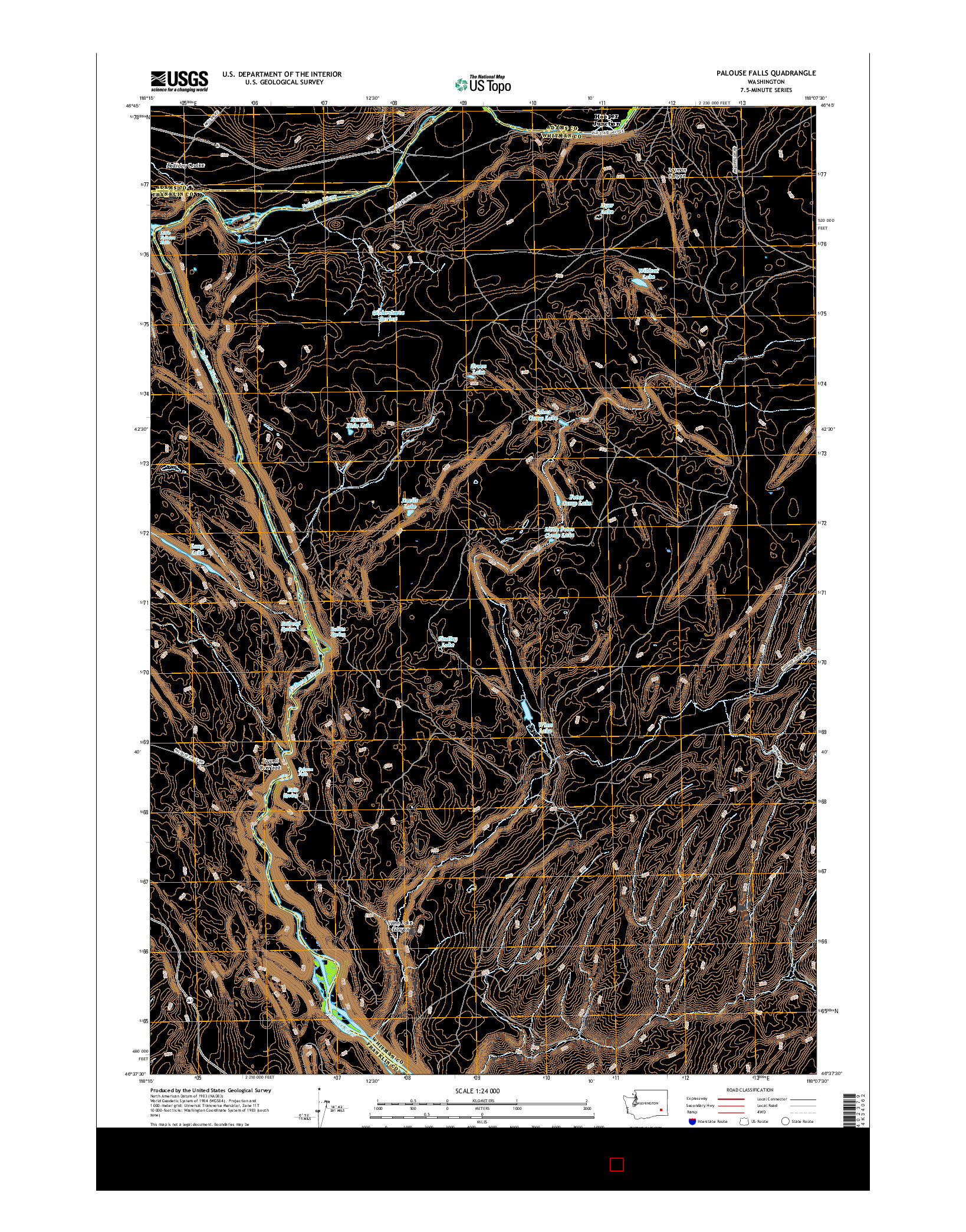 USGS US TOPO 7.5-MINUTE MAP FOR PALOUSE FALLS, WA 2017