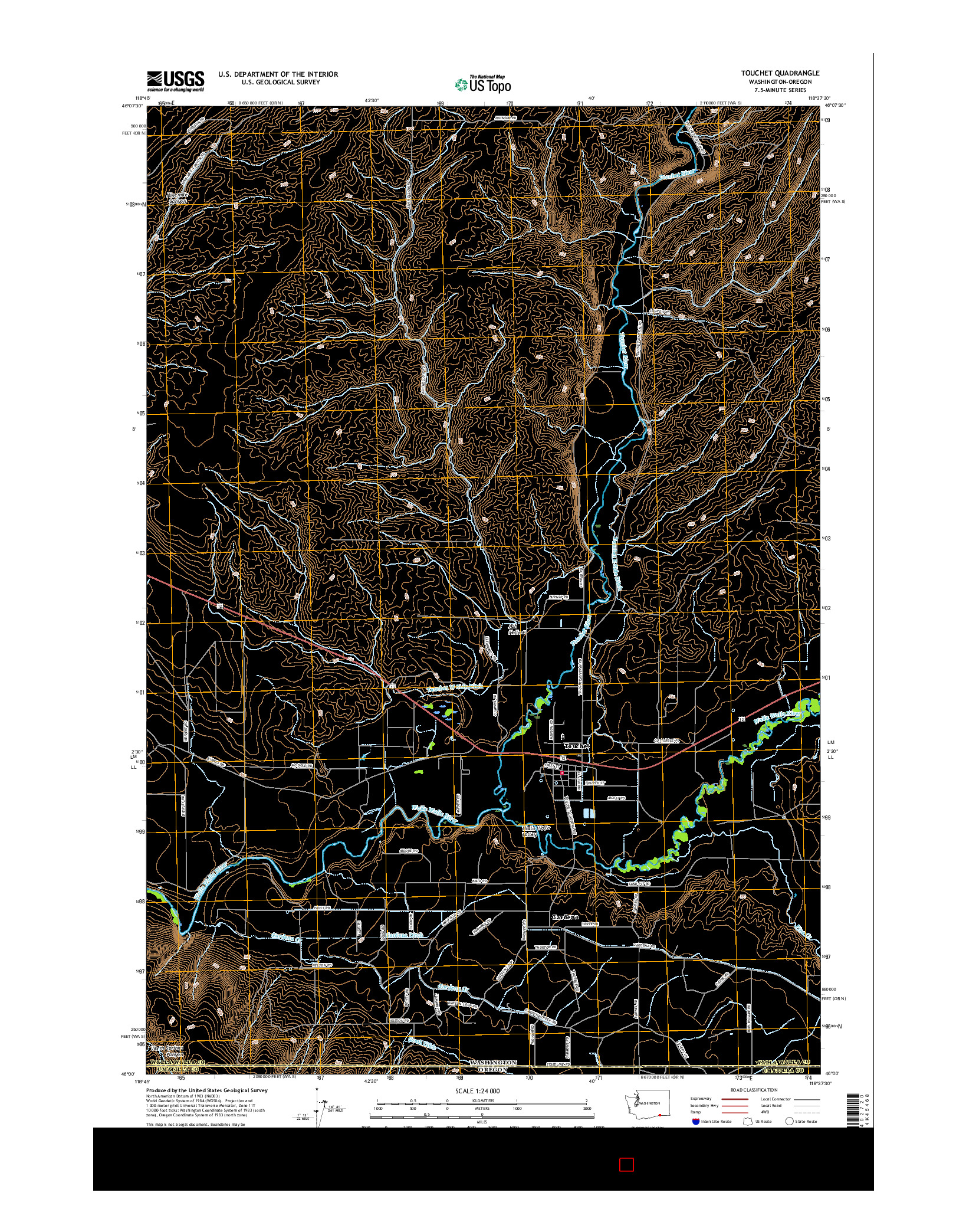 USGS US TOPO 7.5-MINUTE MAP FOR TOUCHET, WA-OR 2017