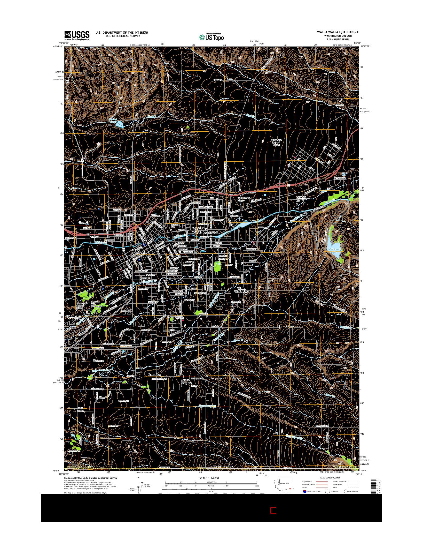 USGS US TOPO 7.5-MINUTE MAP FOR WALLA WALLA, WA-OR 2017