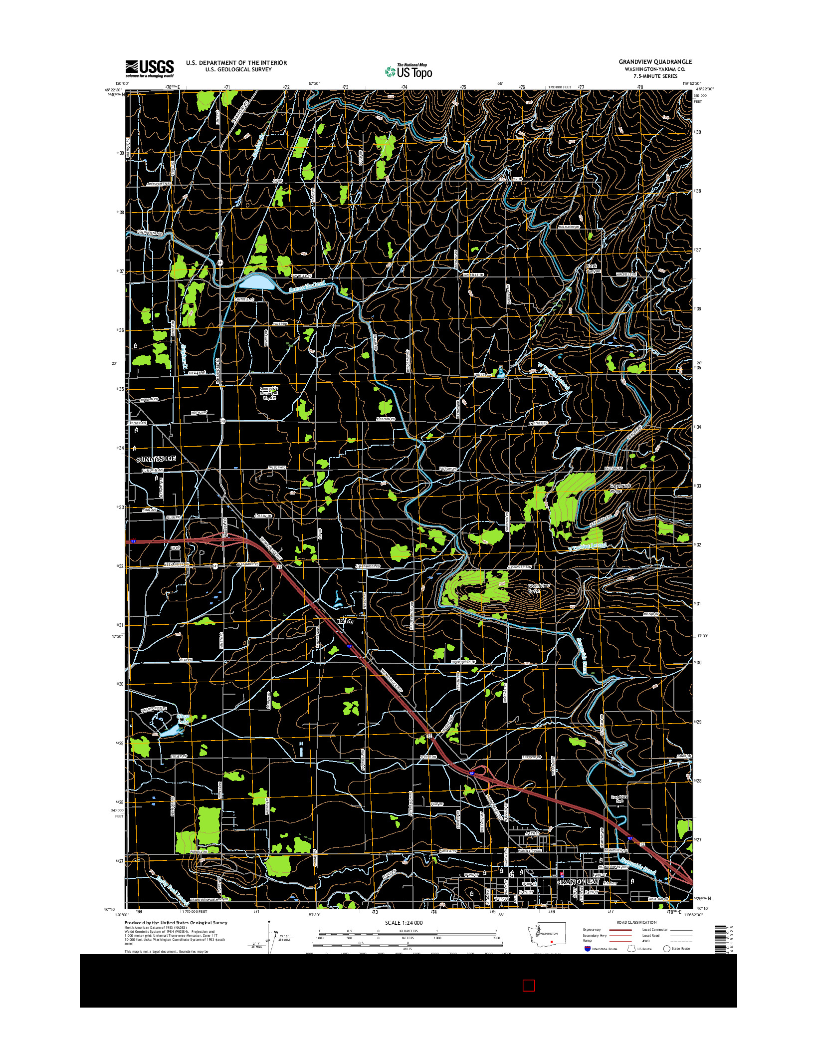 USGS US TOPO 7.5-MINUTE MAP FOR GRANDVIEW, WA 2017