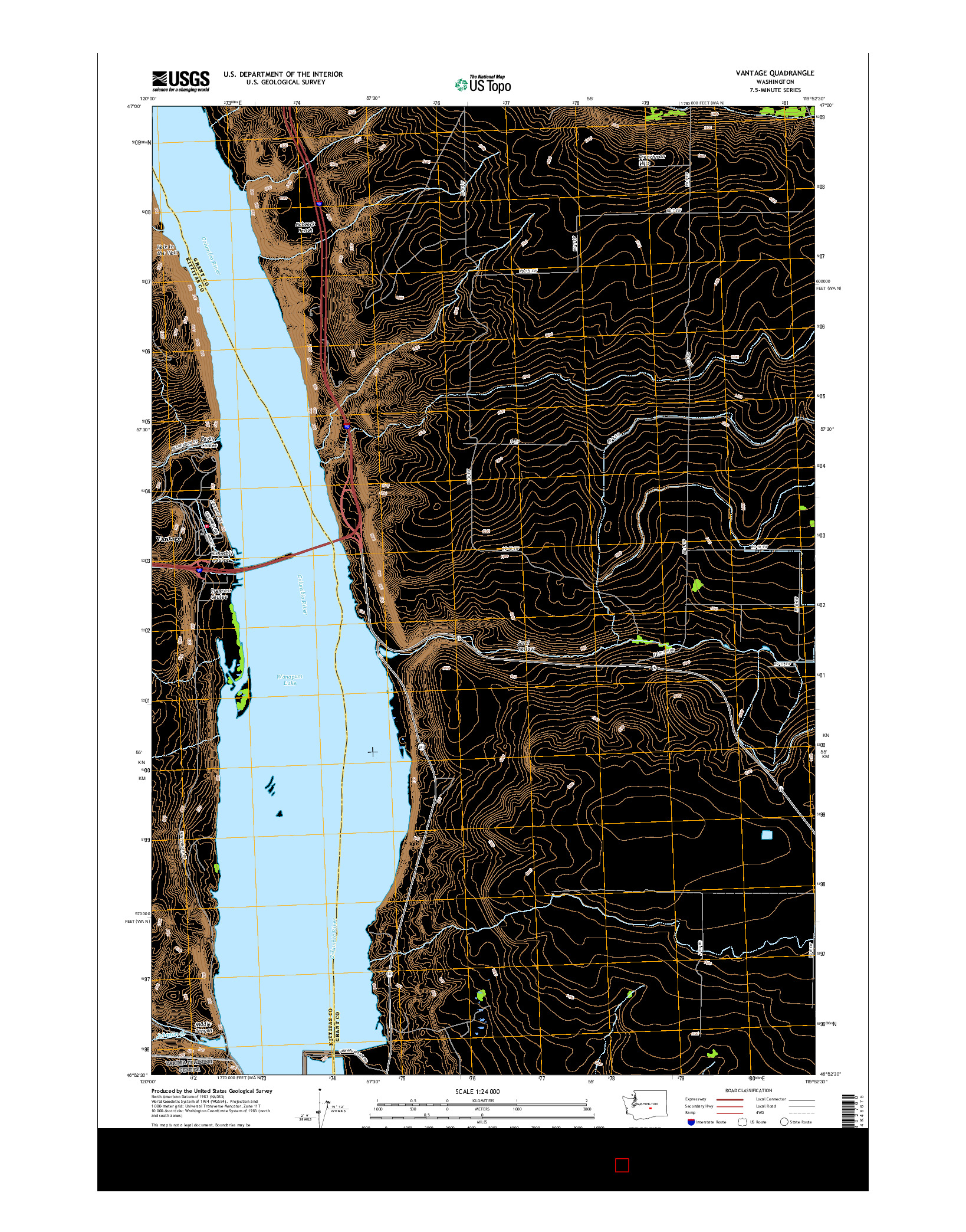 USGS US TOPO 7.5-MINUTE MAP FOR VANTAGE, WA 2017