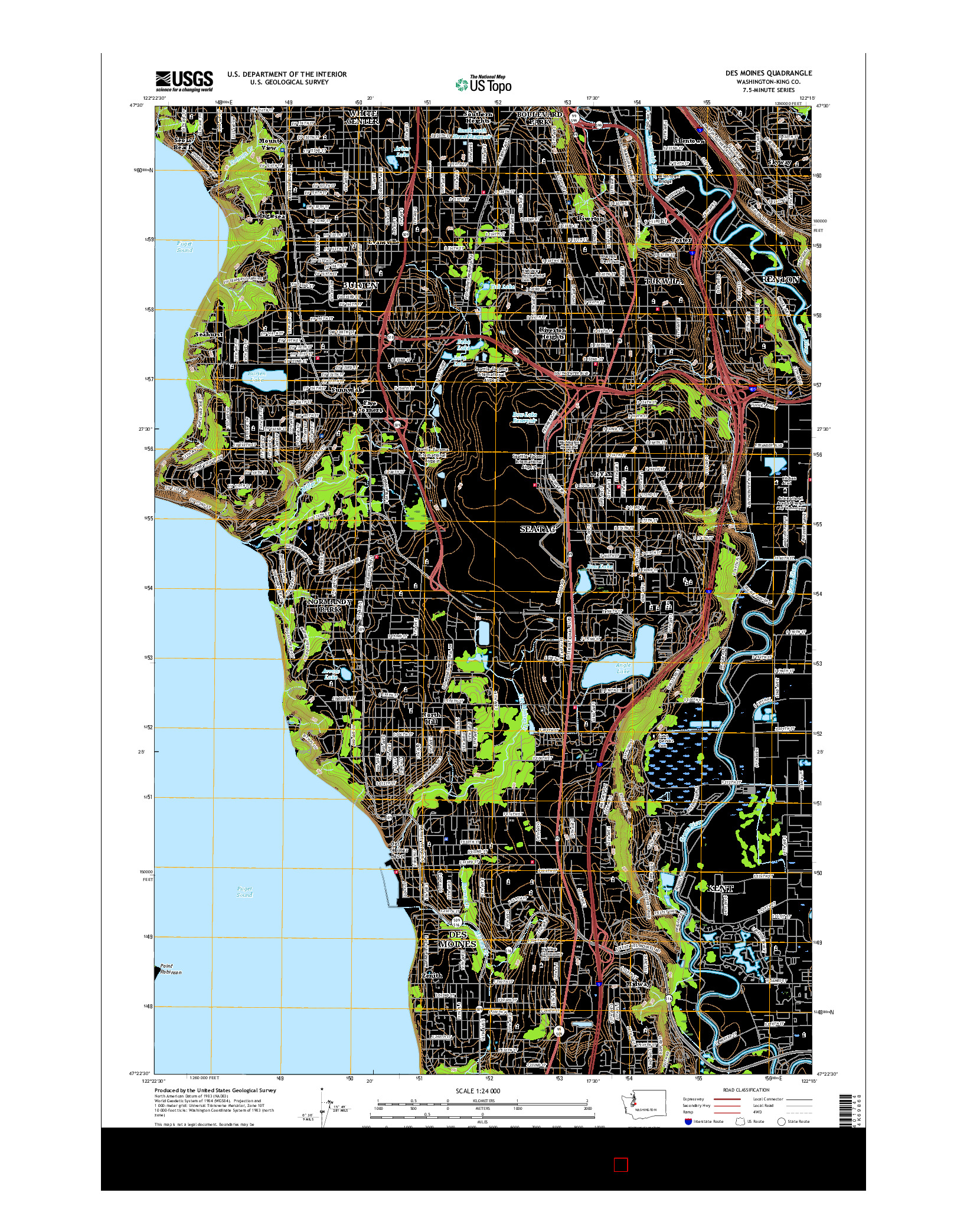 USGS US TOPO 7.5-MINUTE MAP FOR DES MOINES, WA 2017